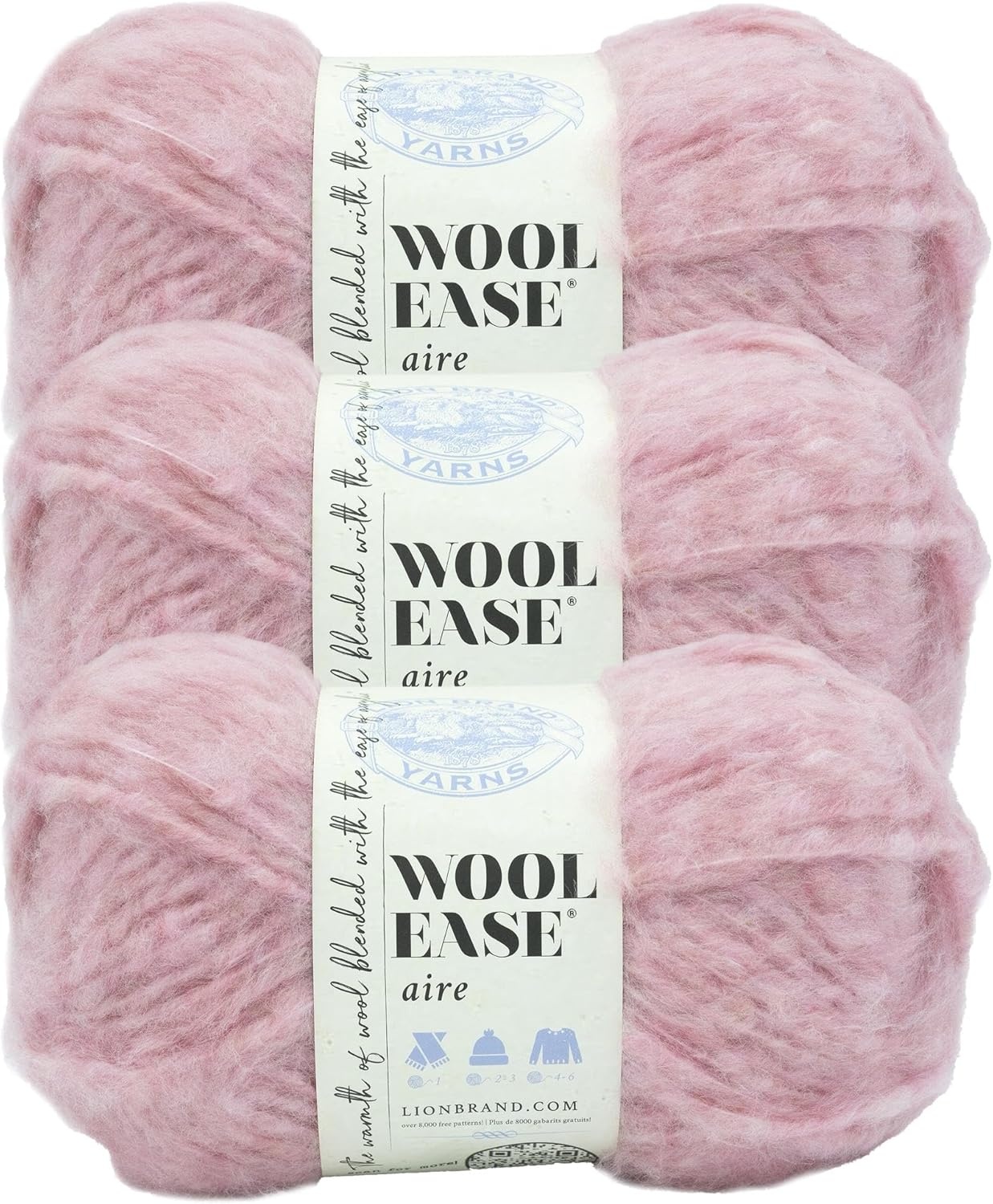 image:imageLion Brand WoolEase Aire Yarn Soft Yarn for Knitting Crochet and Crafts Marshmallow 1 PackCotton Candy
