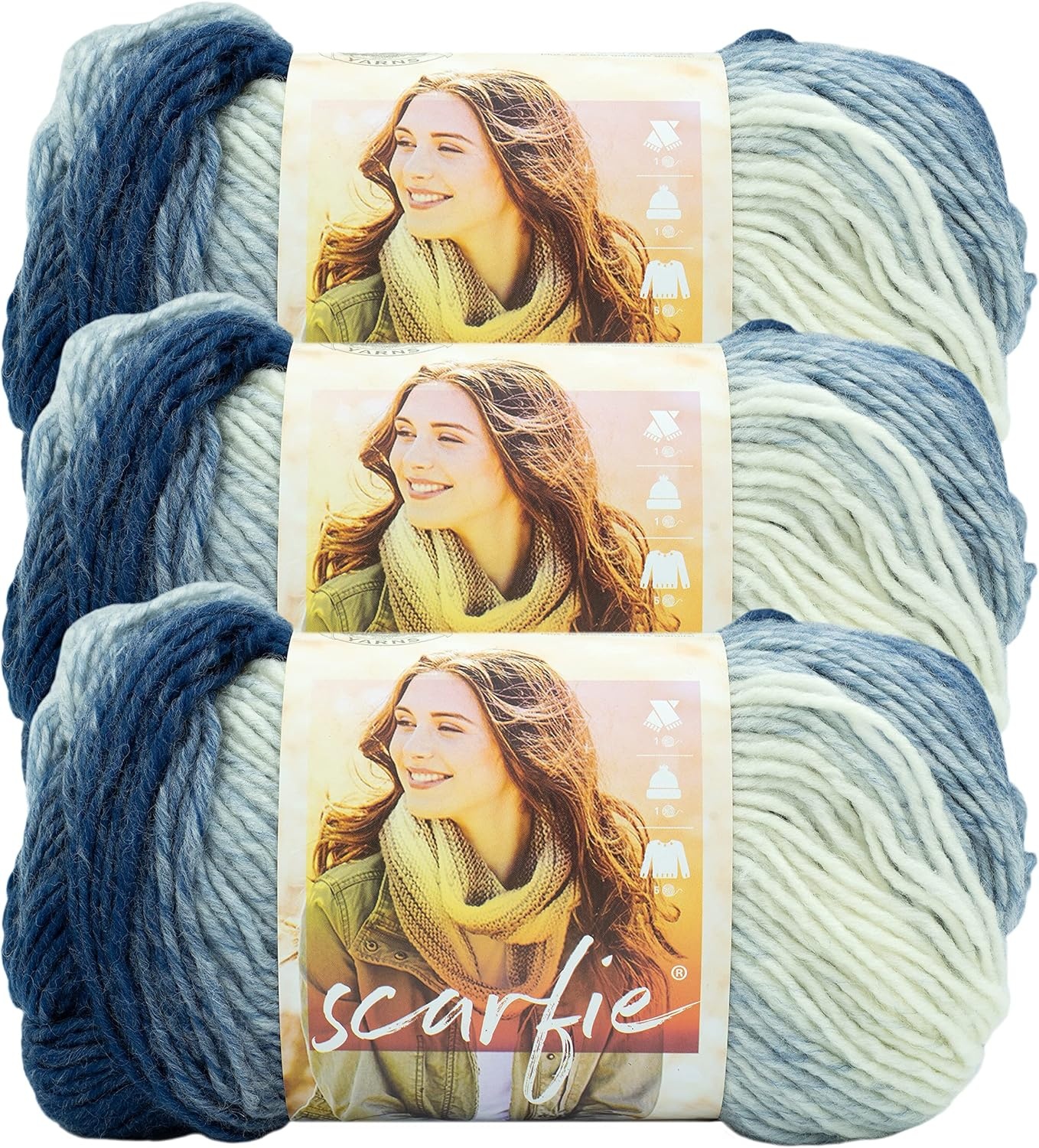 image:imageLion Brand Yarn 1 Skein Scarfie Bulky Yarn PinkSilverBlueCream