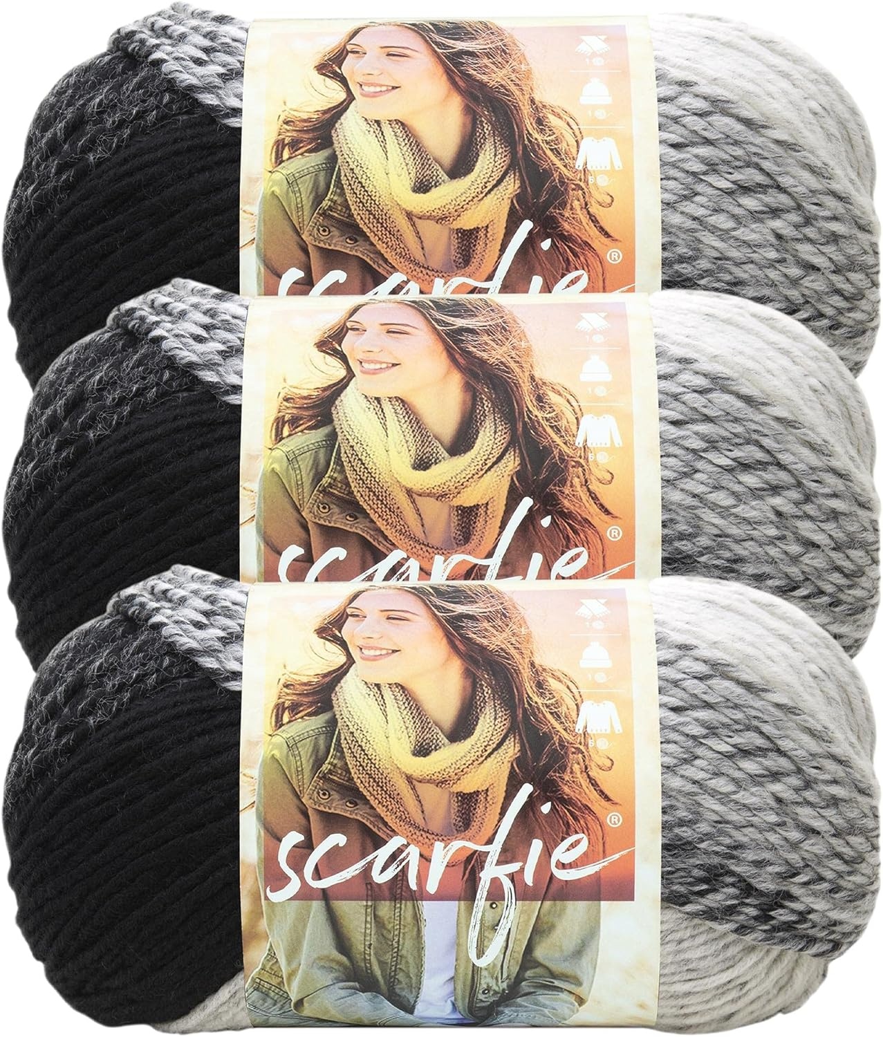 image:imageLion Brand Yarn 1 Skein Scarfie Bulky Yarn PinkSilverCreamBlack