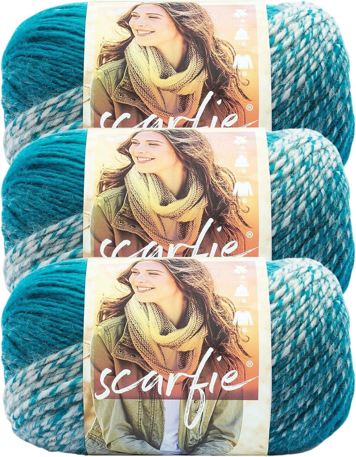 image:imageLion Brand Yarn 1 Skein Scarfie Bulky Yarn PinkSilverCreamTeal