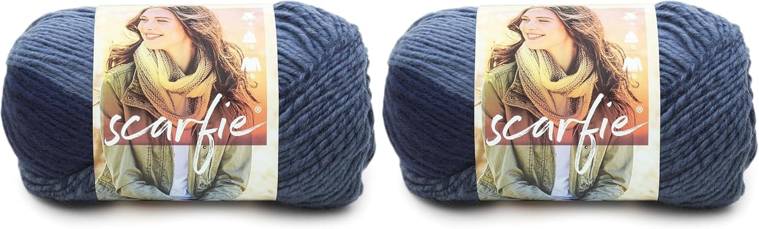 image:imageLion Brand Yarn 1 Skein Scarfie Bulky Yarn PinkSilverDenimNavy
