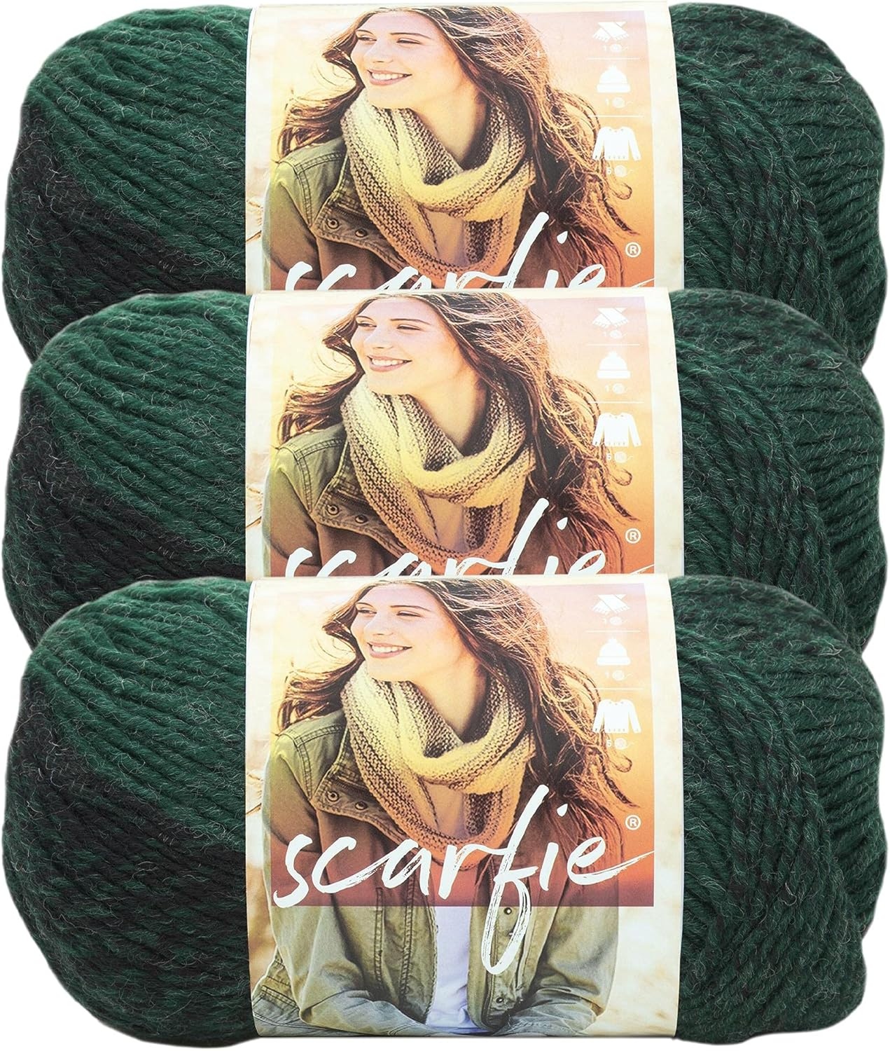 image:imageLion Brand Yarn 1 Skein Scarfie Bulky Yarn PinkSilverForestBlack