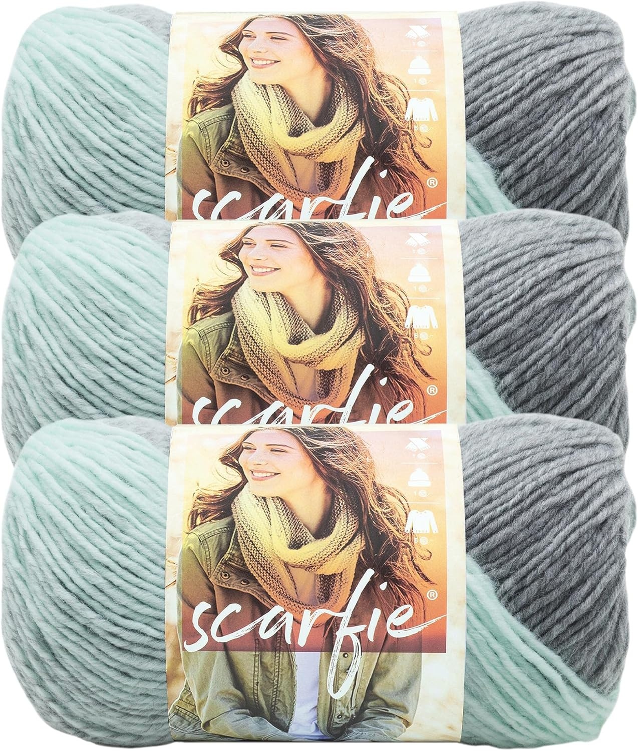 image:imageLion Brand Yarn 1 Skein Scarfie Bulky Yarn PinkSilverMintSilver