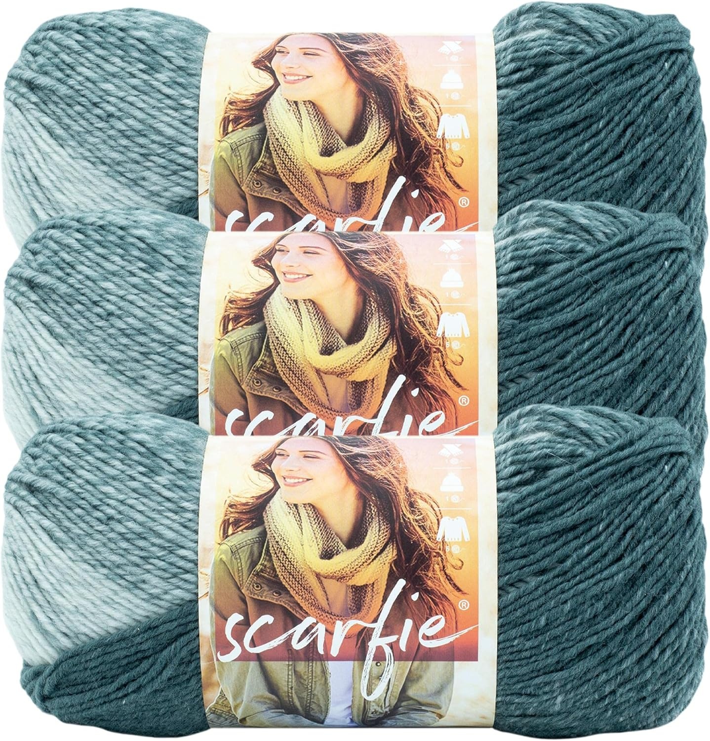 image:imageLion Brand Yarn 1 Skein Scarfie Bulky Yarn PinkSilverPale GreyBluestone