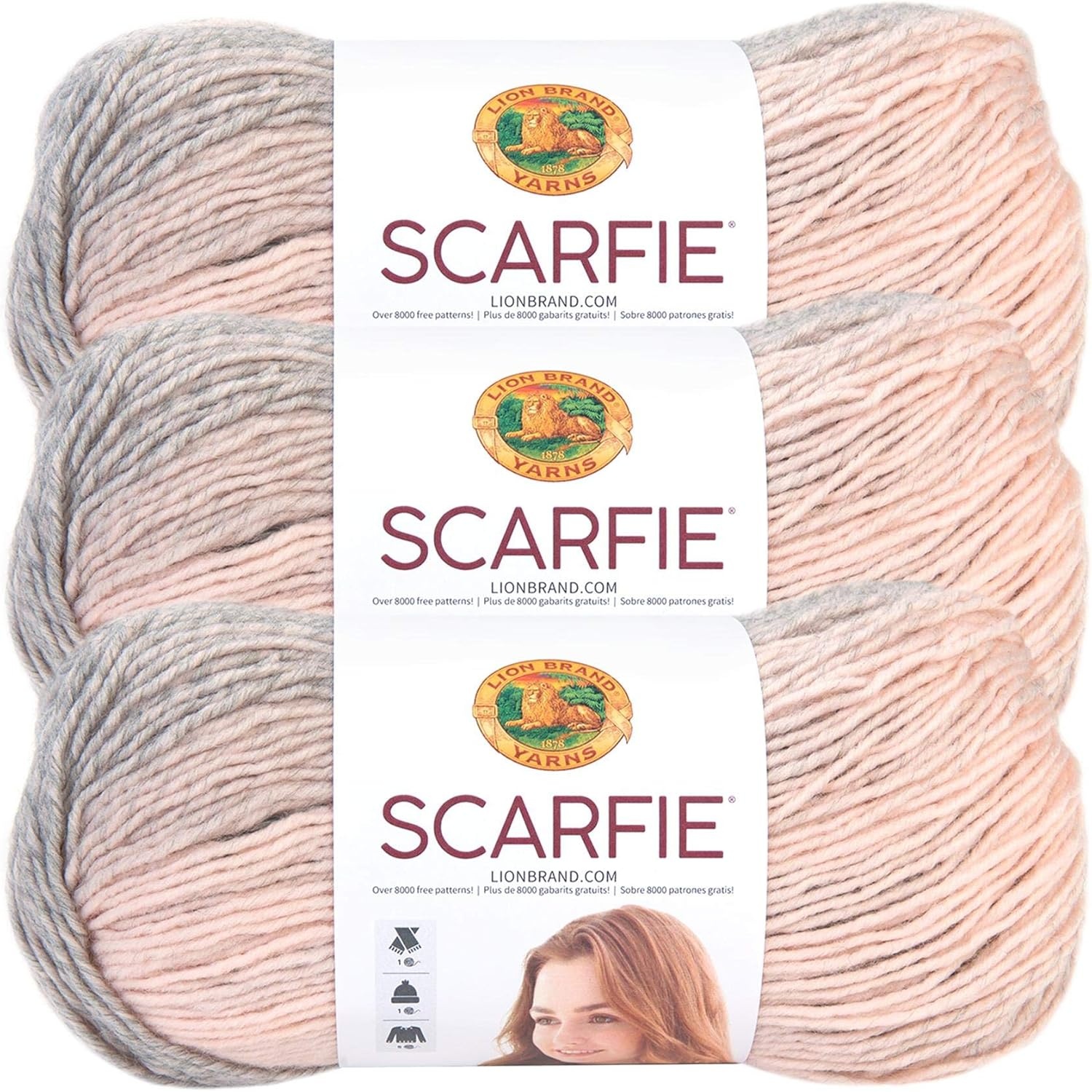 image:imageLion Brand Yarn 1 Skein Scarfie Bulky Yarn PinkSilverPinkSilver