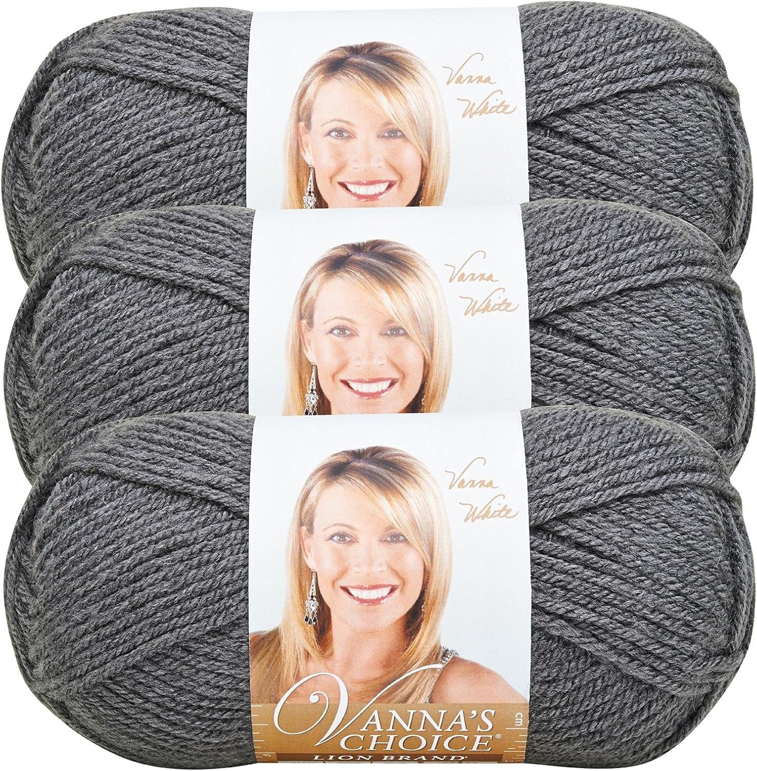 image:imageLion Brand Yarn 1 Skein Vannas Choice Yarn White 35 OuncesCharcoal Grey