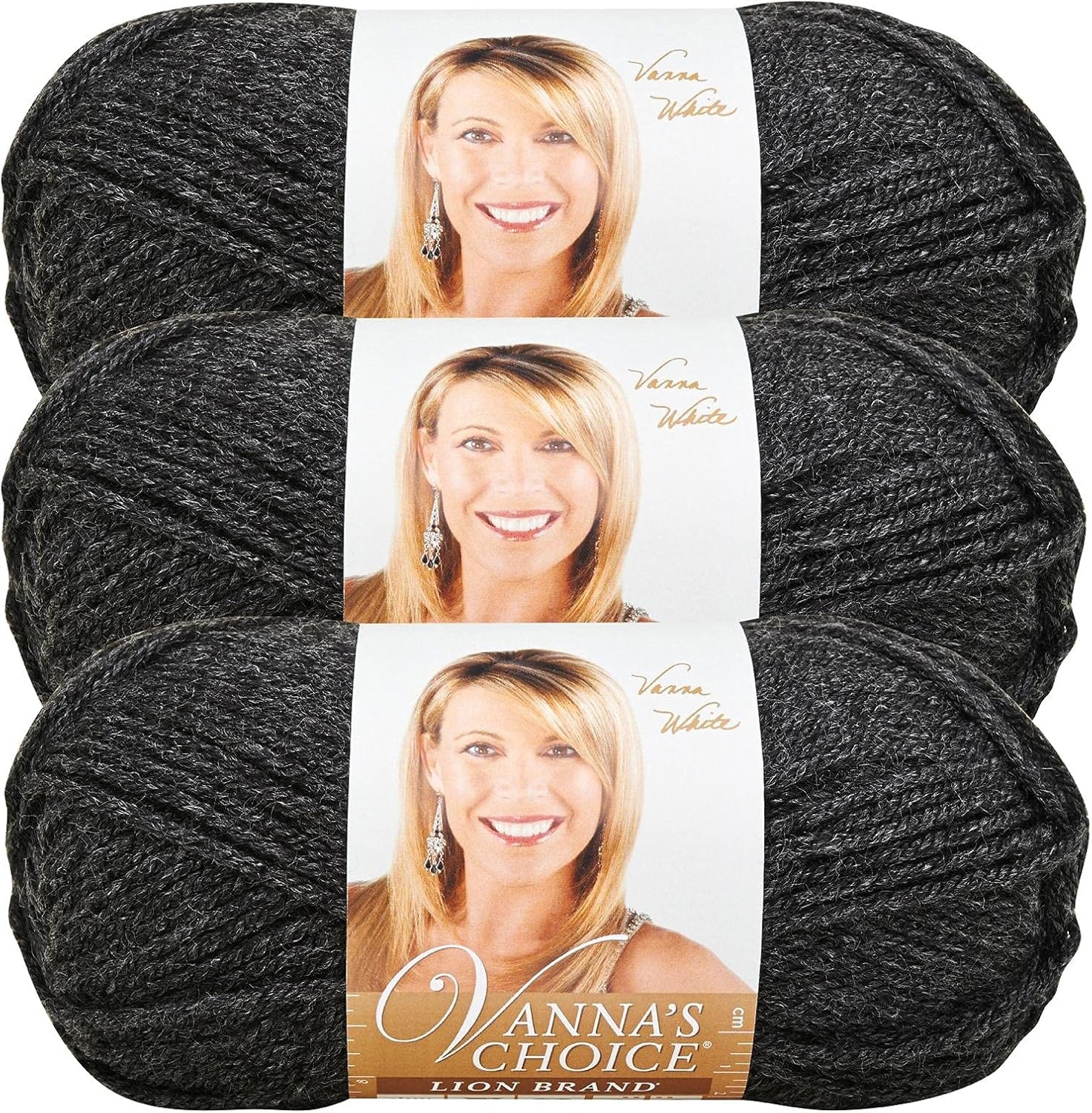 image:imageLion Brand Yarn 1 Skein Vannas Choice Yarn White 35 OuncesDark Grey Heather