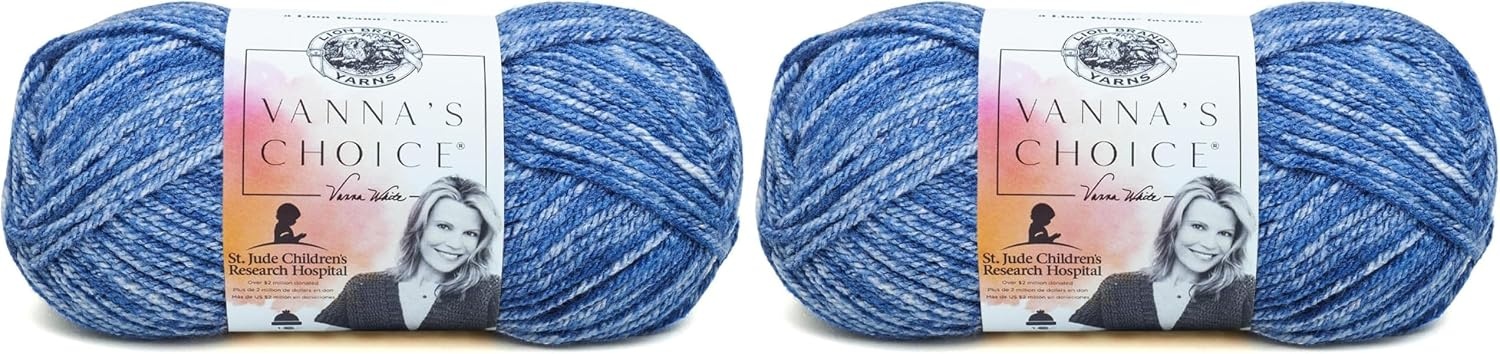 image:imageLion Brand Yarn 1 Skein Vannas Choice Yarn White 35 OuncesDenim Mist