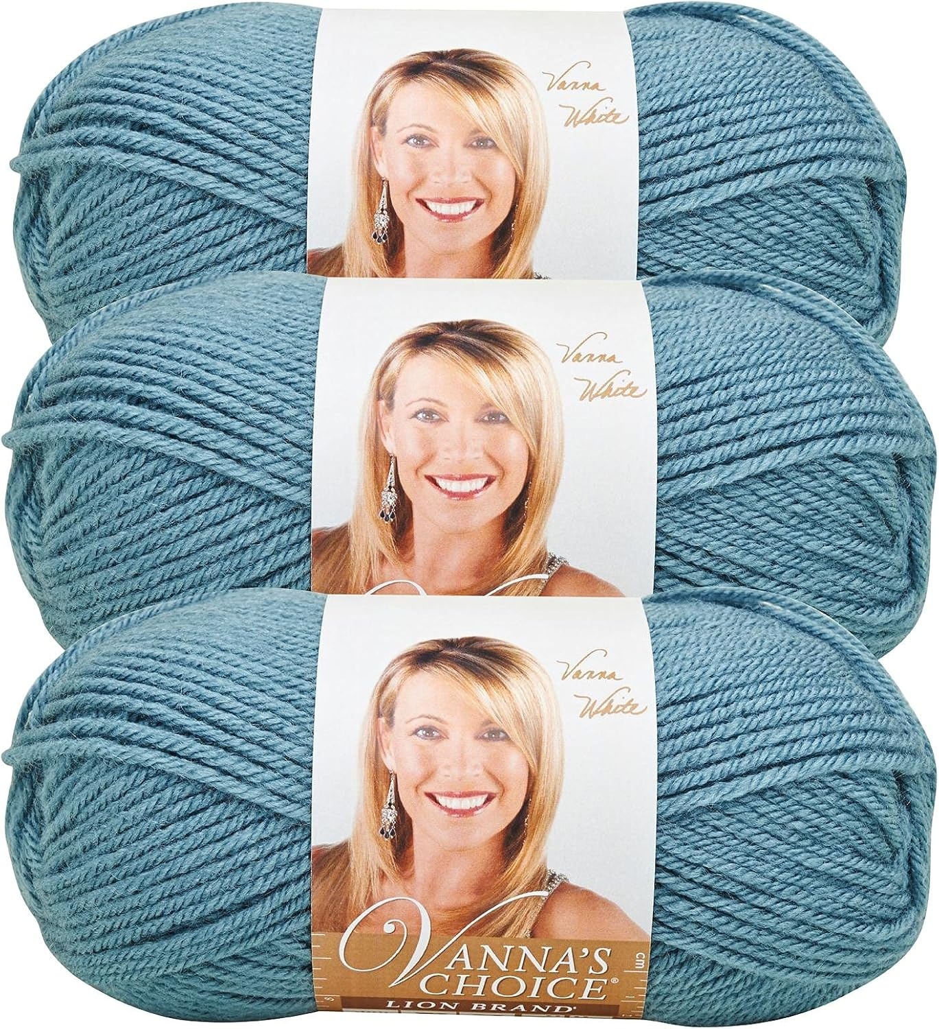 image:imageLion Brand Yarn 1 Skein Vannas Choice Yarn White 35 OuncesDusty Blue