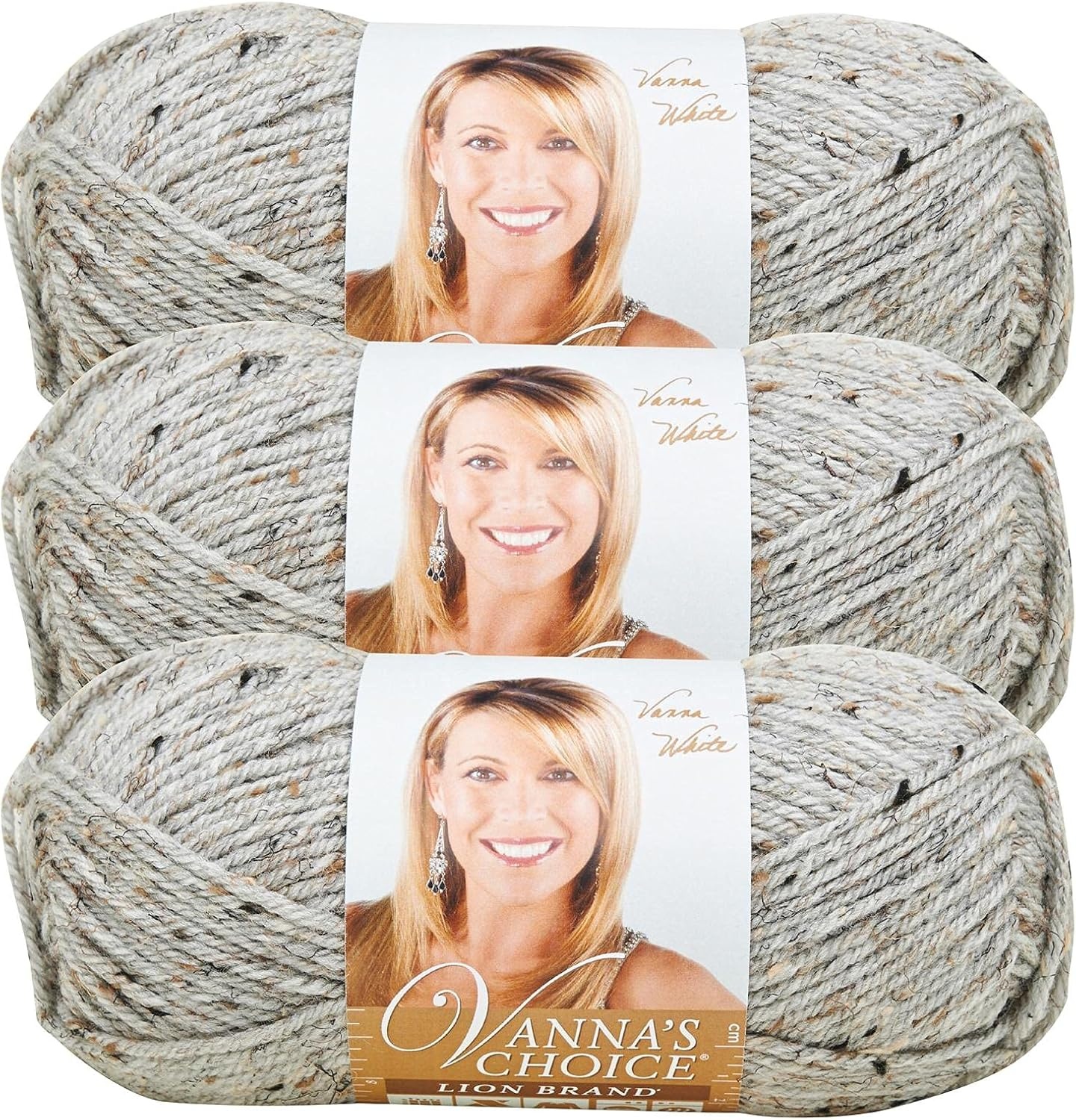 image:imageLion Brand Yarn 1 Skein Vannas Choice Yarn White 35 OuncesGrey Marble