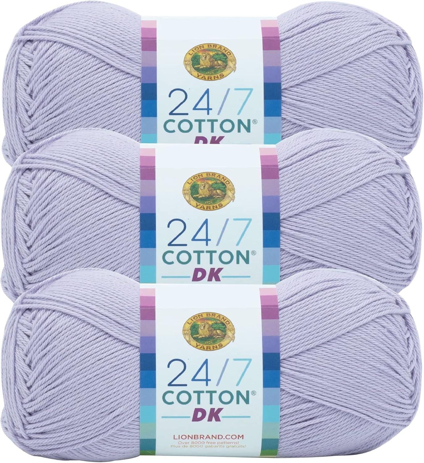 image:imageLion Brand Yarn 247 Cotton DK Crochet Yarn Azul Denim Blue 3 Pack Cotton Yarn for Knitting Crochet Crafts Light Weight Fiber for Bags Blankets Soft Shawls Summer Hats Baby ClothesDesert Lily