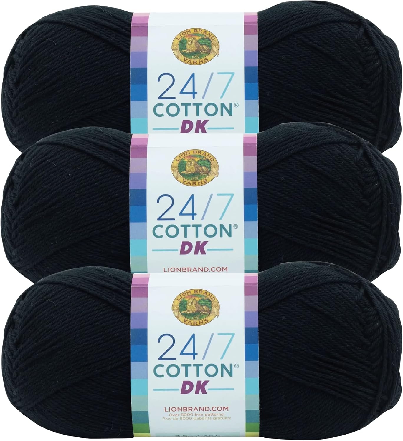 image:imageLion Brand Yarn 247 Cotton DK Crochet Yarn Azul Denim Blue 3 Pack Cotton Yarn for Knitting Crochet Crafts Light Weight Fiber for Bags Blankets Soft Shawls Summer Hats Baby ClothesCaviar