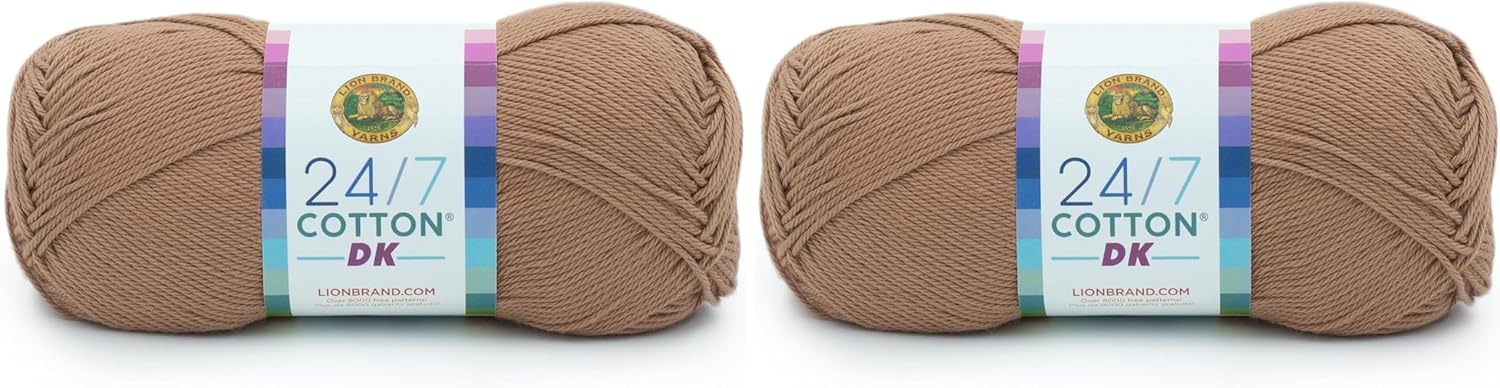 image:imageLion Brand Yarn 247 Cotton DK Crochet Yarn Azul Denim Blue 3 Pack Cotton Yarn for Knitting Crochet Crafts Light Weight Fiber for Bags Blankets Soft Shawls Summer Hats Baby ClothesCacao