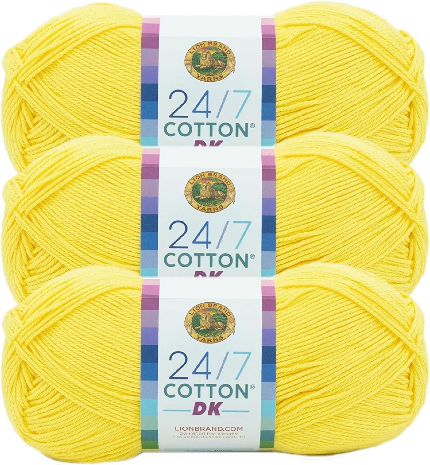image:imageLion Brand Yarn 247 Cotton DK Crochet Yarn Azul Denim Blue 3 Pack Cotton Yarn for Knitting Crochet Crafts Light Weight Fiber for Bags Blankets Soft Shawls Summer Hats Baby ClothesLemon Drop