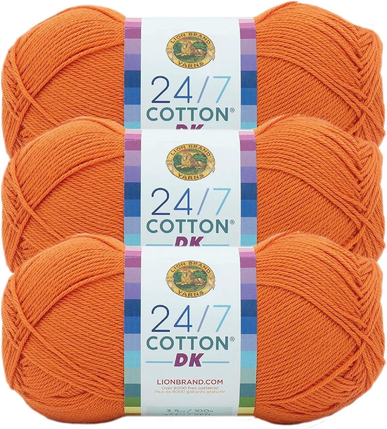image:imageLion Brand Yarn 247 Cotton DK Crochet Yarn Iron Grey Metal Gray 3 Pack Cotton Yarn for Knitting Crochet Crafts Light Weight Fiber for Bags Blankets Soft Shawls Summer Hats Baby ClothesTamarin