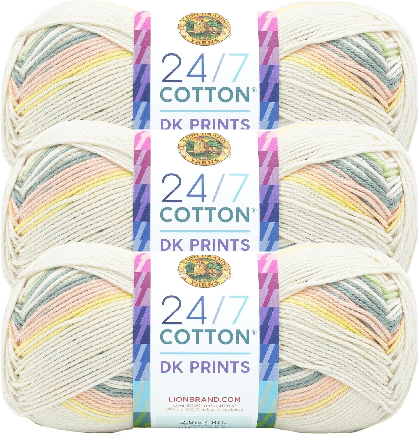 image:imageLion Brand Yarn 247 Cotton DK Crochet Yarn Iron Grey Metal Gray 3 Pack Cotton Yarn for Knitting Crochet Crafts Light Weight Fiber for Bags Blankets Soft Shawls Summer Hats Baby ClothesSeaglass