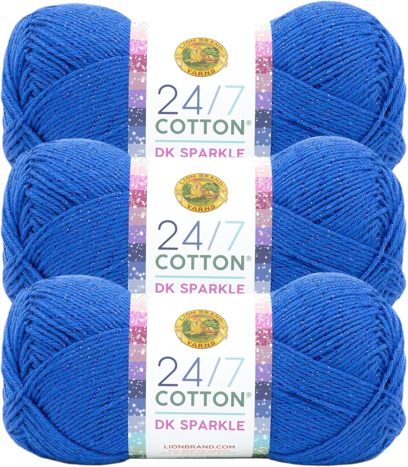 image:imageLion Brand Yarn 247 Cotton DK Crochet Yarn Iron Grey Metal Gray 3 Pack Cotton Yarn for Knitting Crochet Crafts Light Weight Fiber for Bags Blankets Soft Shawls Summer Hats Baby ClothesCalypso