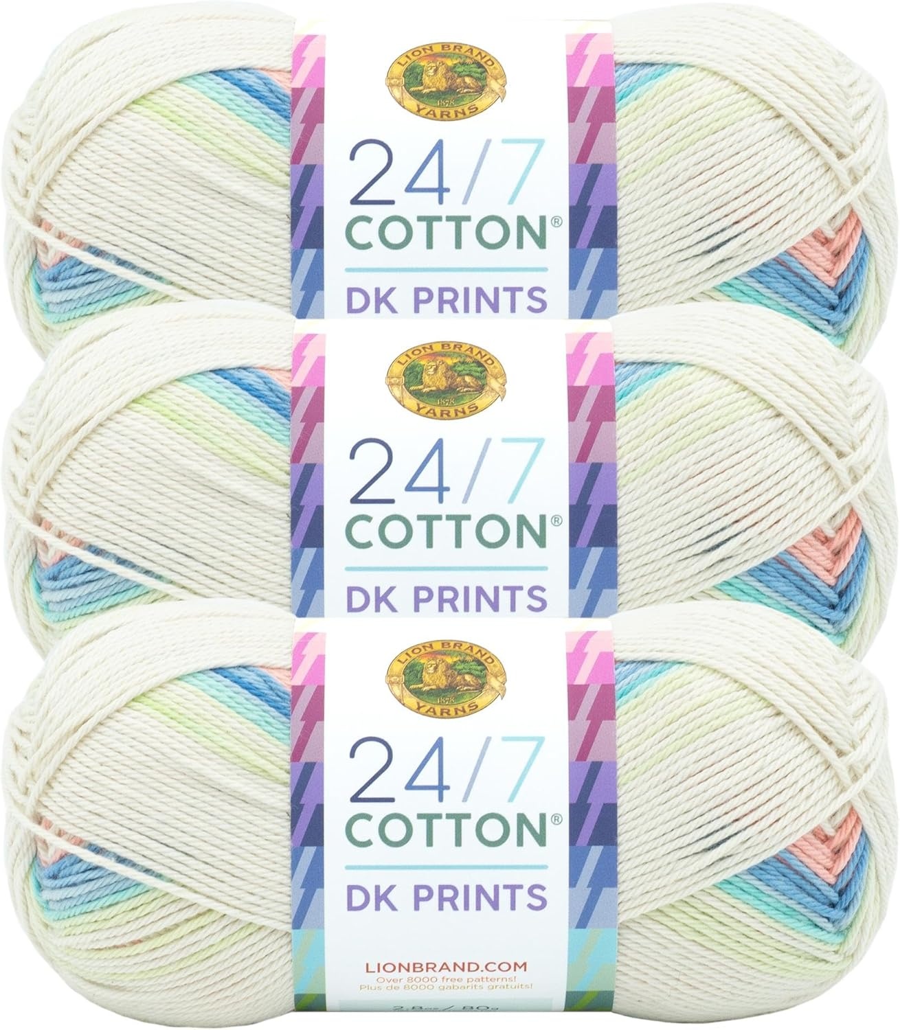 image:imageLion Brand Yarn 247 Cotton DK Crochet Yarn Iron Grey Metal Gray 3 Pack Cotton Yarn for Knitting Crochet Crafts Light Weight Fiber for Bags Blankets Soft Shawls Summer Hats Baby ClothesCool Breeze