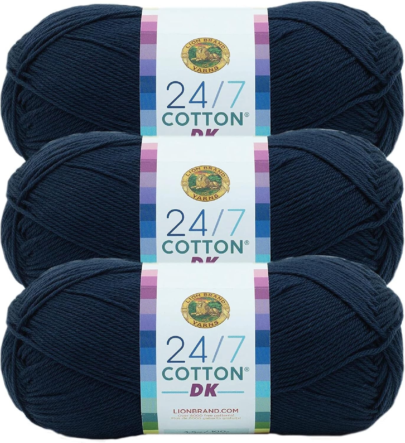 image:imageLion Brand Yarn 247 Cotton DK Crochet Yarn Iron Grey Metal Gray 3 Pack Cotton Yarn for Knitting Crochet Crafts Light Weight Fiber for Bags Blankets Soft Shawls Summer Hats Baby ClothesNightshade