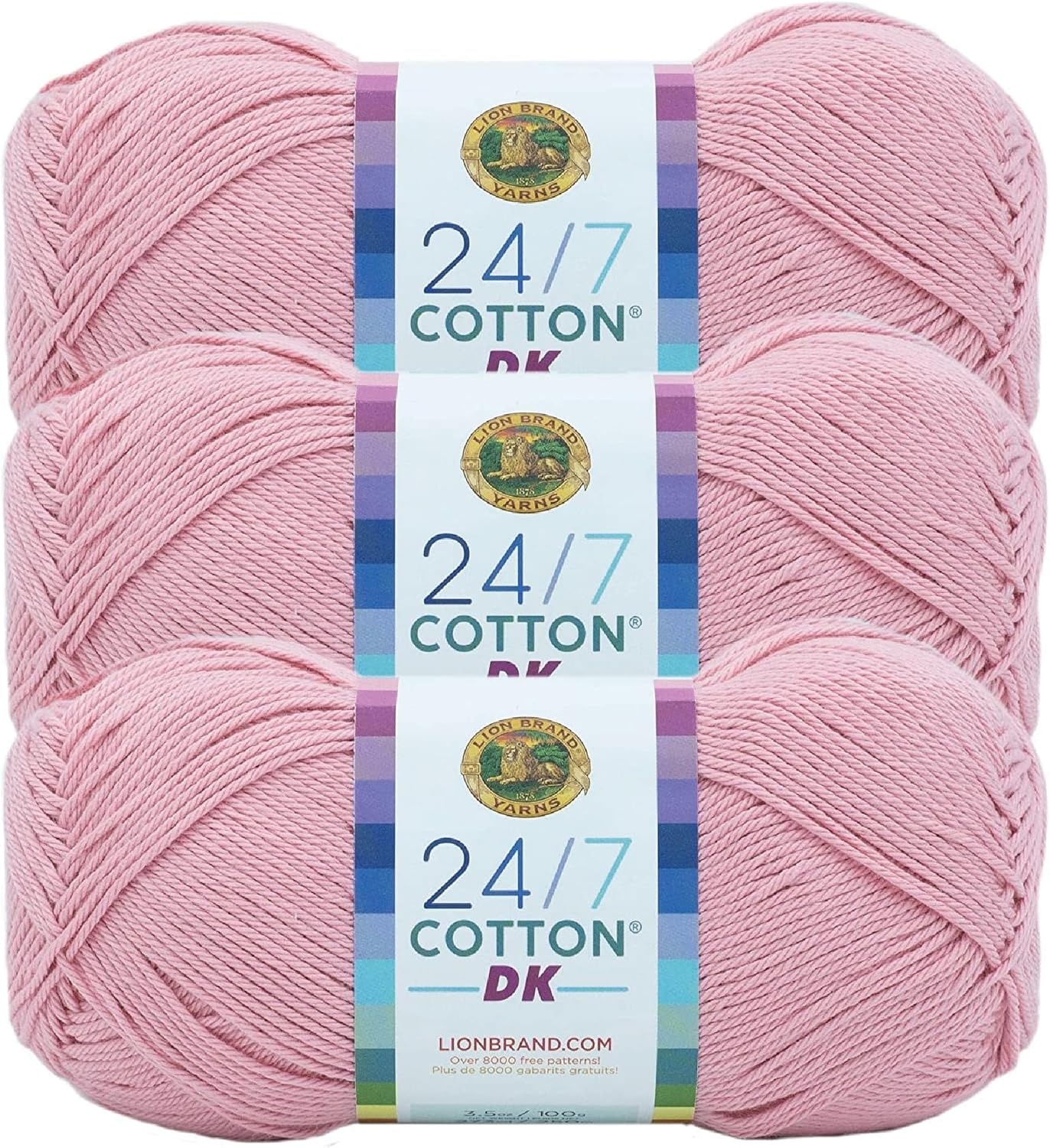 image:imageLion Brand Yarn 247 Cotton DK Crochet Yarn Iron Grey Metal Gray 3 Pack Cotton Yarn for Knitting Crochet Crafts Light Weight Fiber for Bags Blankets Soft Shawls Summer Hats Baby ClothesCameo