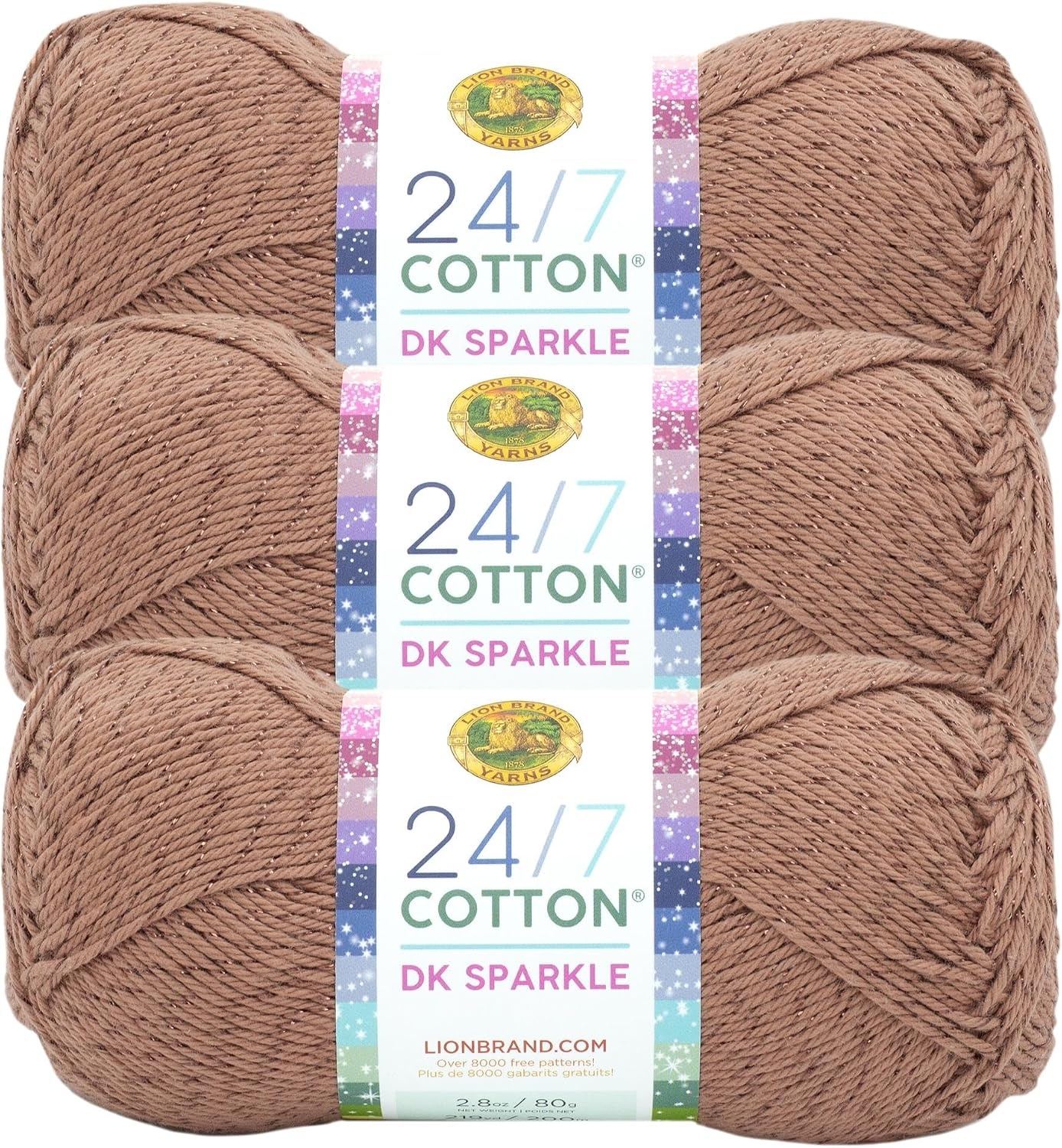 image:imageLion Brand Yarn 247 Cotton DK Crochet Yarn Iron Grey Metal Gray 3 Pack Cotton Yarn for Knitting Crochet Crafts Light Weight Fiber for Bags Blankets Soft Shawls Summer Hats Baby ClothesTruffle