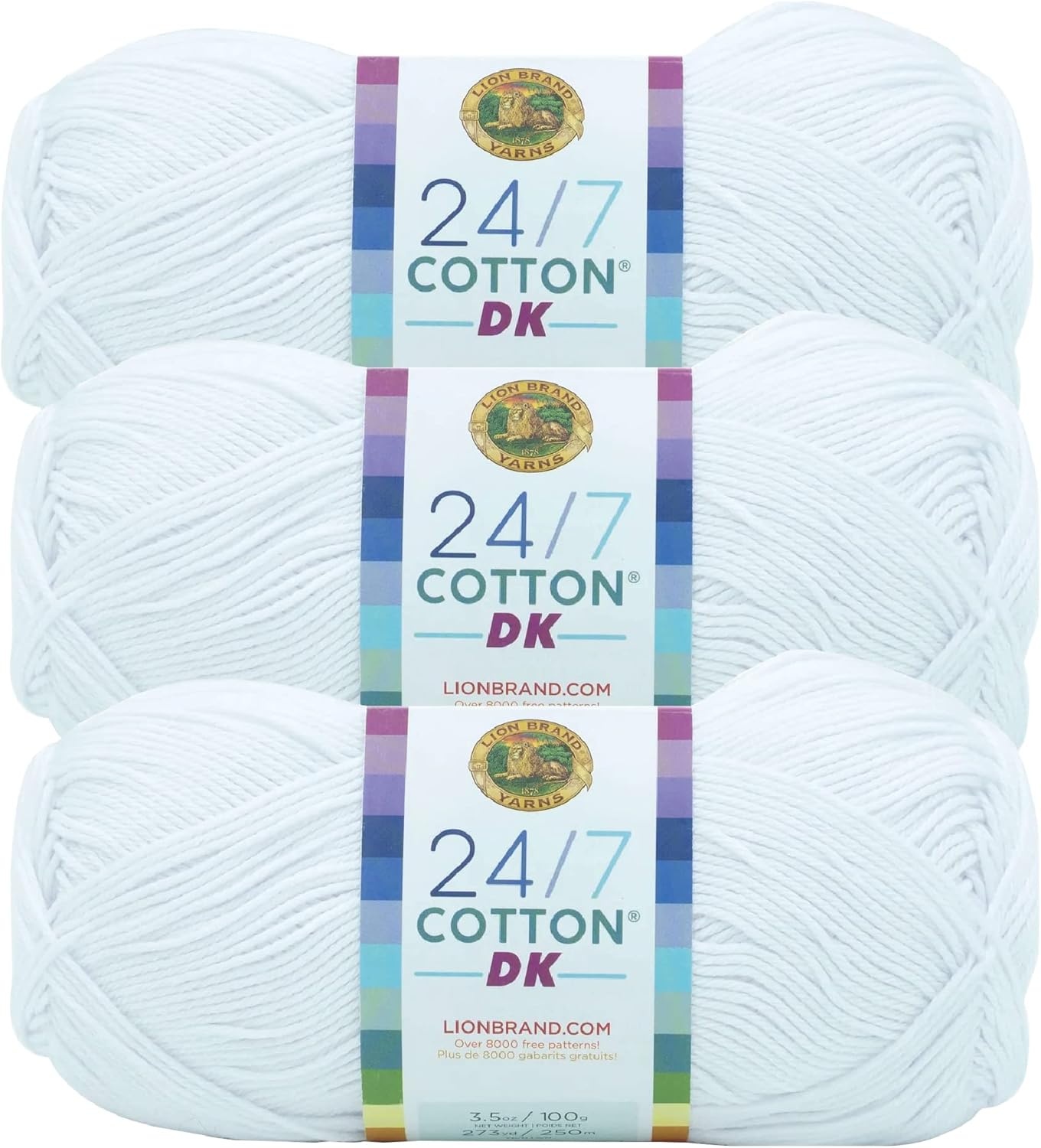 image:imageLion Brand Yarn 247 Cotton DK Crochet Yarn Iron Grey Metal Gray 3 Pack Cotton Yarn for Knitting Crochet Crafts Light Weight Fiber for Bags Blankets Soft Shawls Summer Hats Baby ClothesSugarcane