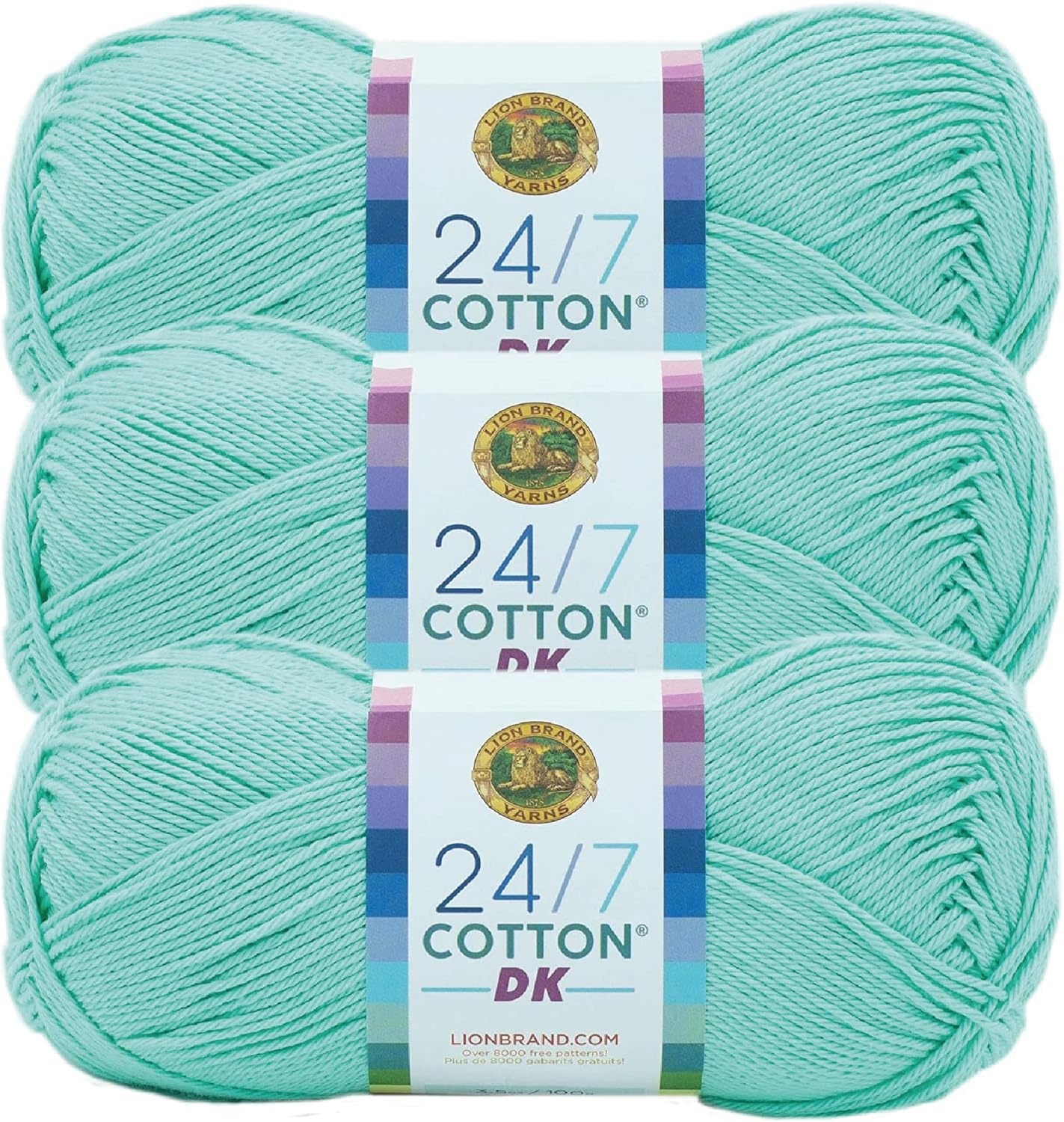 image:imageLion Brand Yarn 247 Cotton DK Crochet Yarn Iron Grey Metal Gray 3 Pack Cotton Yarn for Knitting Crochet Crafts Light Weight Fiber for Bags Blankets Soft Shawls Summer Hats Baby ClothesFresh Mint