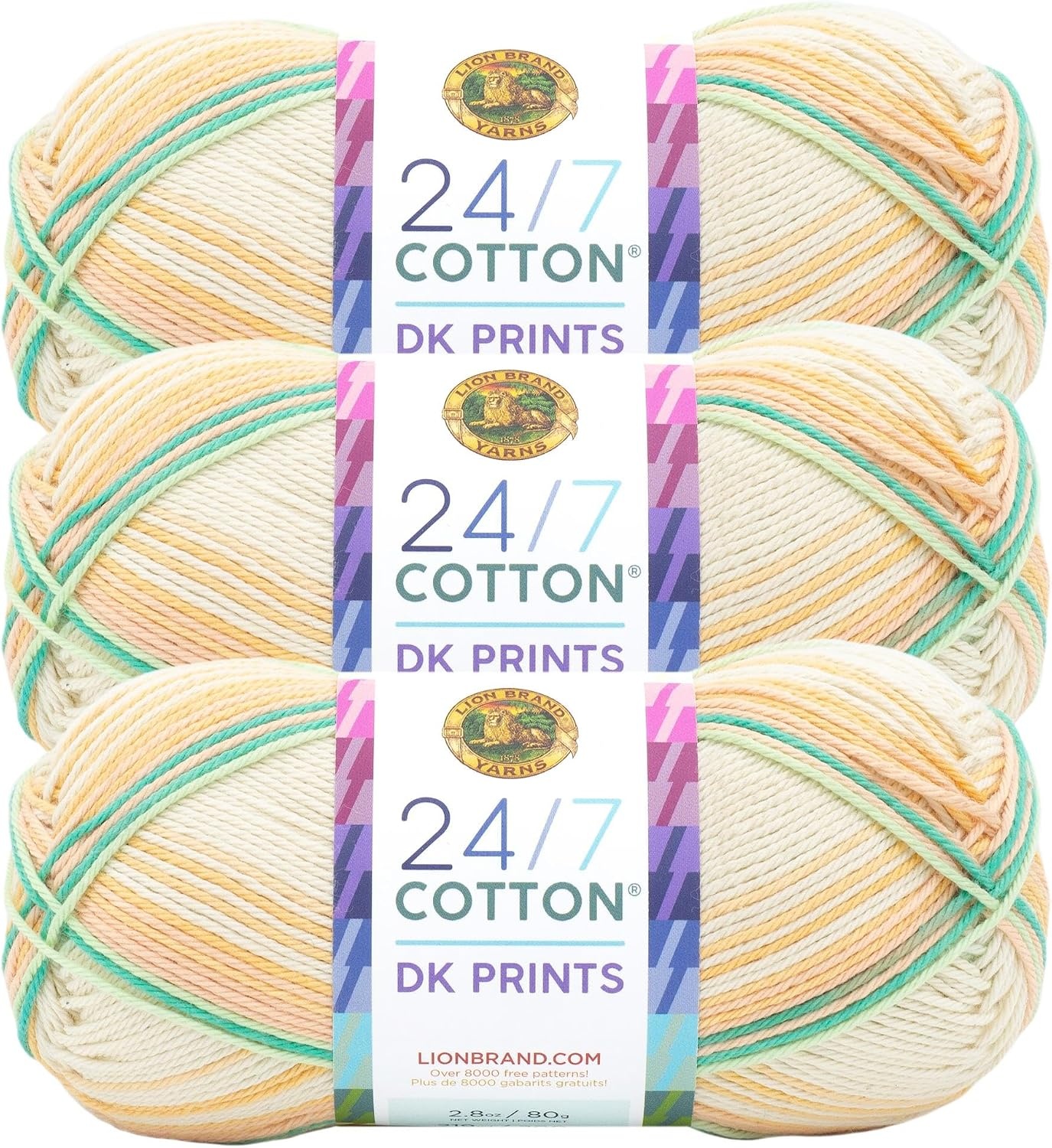 image:imageLion Brand Yarn 247 Cotton DK Crochet Yarn Iron Grey Metal Gray 3 Pack Cotton Yarn for Knitting Crochet Crafts Light Weight Fiber for Bags Blankets Soft Shawls Summer Hats Baby ClothesSpring