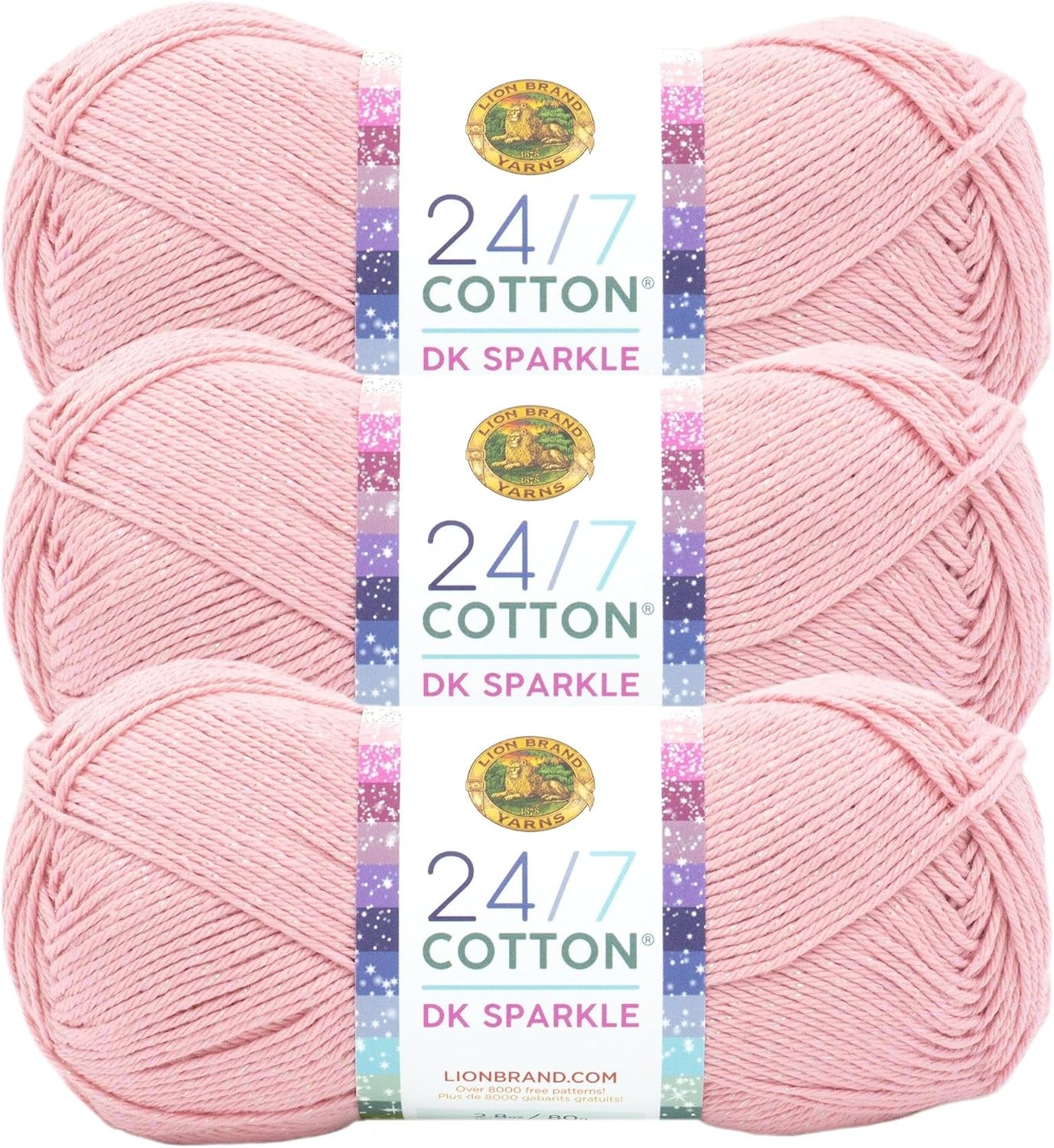 image:imageLion Brand Yarn 247 Cotton DK Prints Lightweight Yarn for Crochet Knitting Crafts Flamingo Cream with Multicolor Stripes 1 Pack Natural Fiber for Soft Shawls Light Blankets Summer Projects Cotton Yarn for Knitting Crochet Crafts Light Weight Fiber for Bags Blankets Soft Shawls Summer Hats Baby ClothesPink Diamond