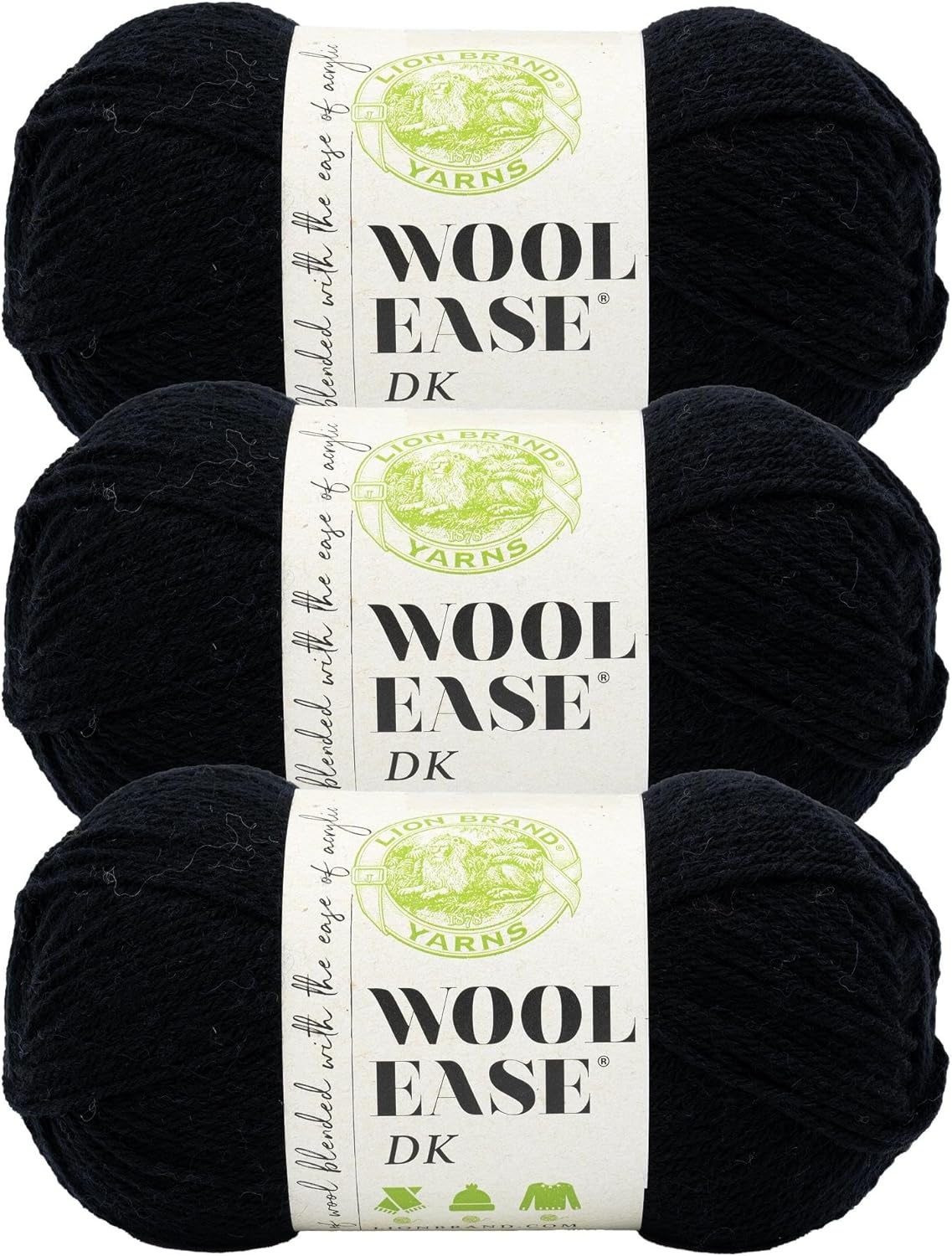 image:imageLion Brand Yarn Acrylic Wool Blend WoolEase DK Yarn for Knitting Crocheting and Crafts Cream 1 PackBlack