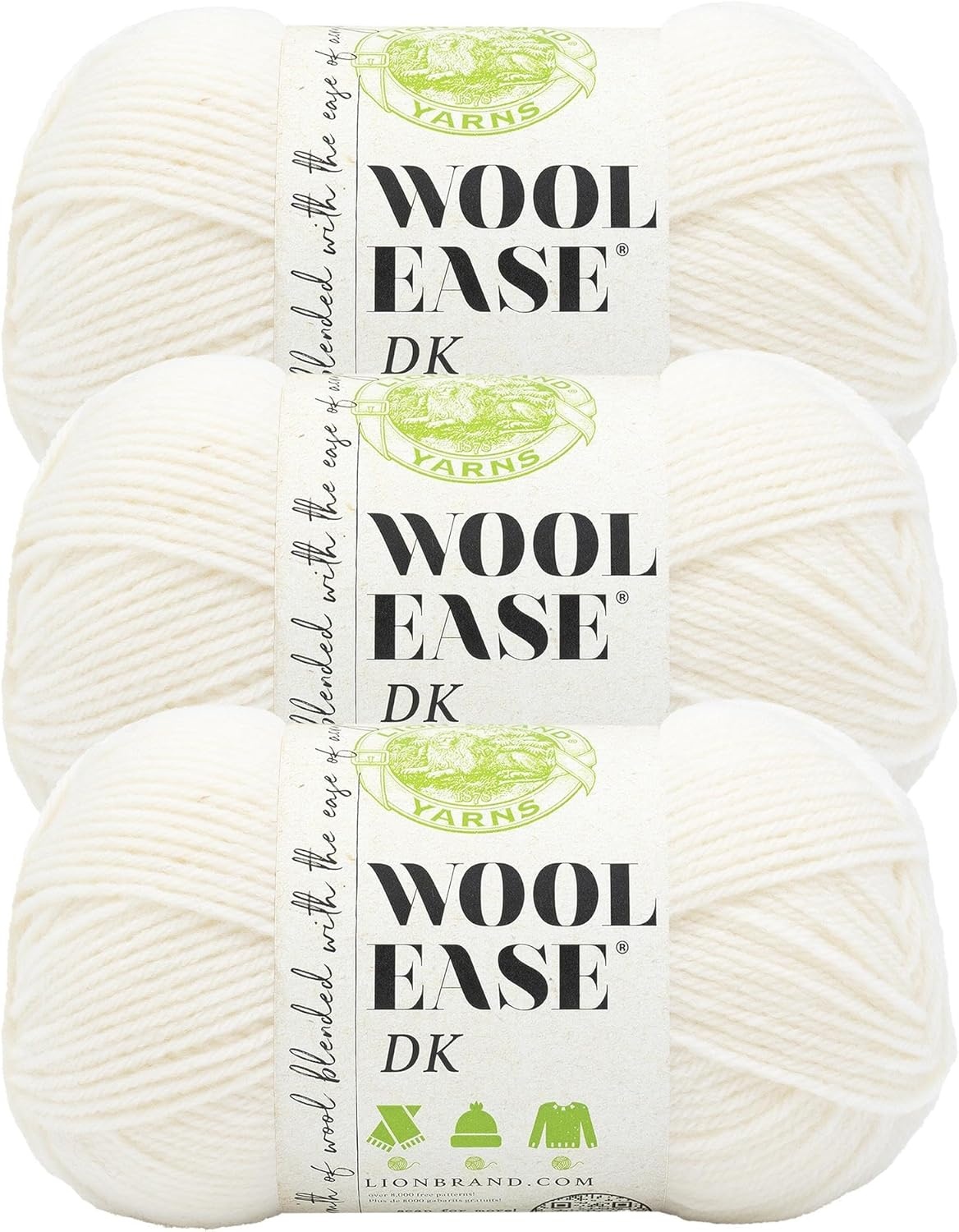 image:imageLion Brand Yarn Acrylic Wool Blend WoolEase DK Yarn for Knitting Crocheting and Crafts Cream 1 PackCream