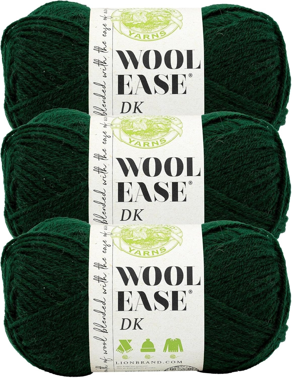 image:imageLion Brand Yarn Acrylic Wool Blend WoolEase DK Yarn for Knitting Crocheting and Crafts Cream 1 PackForest Green