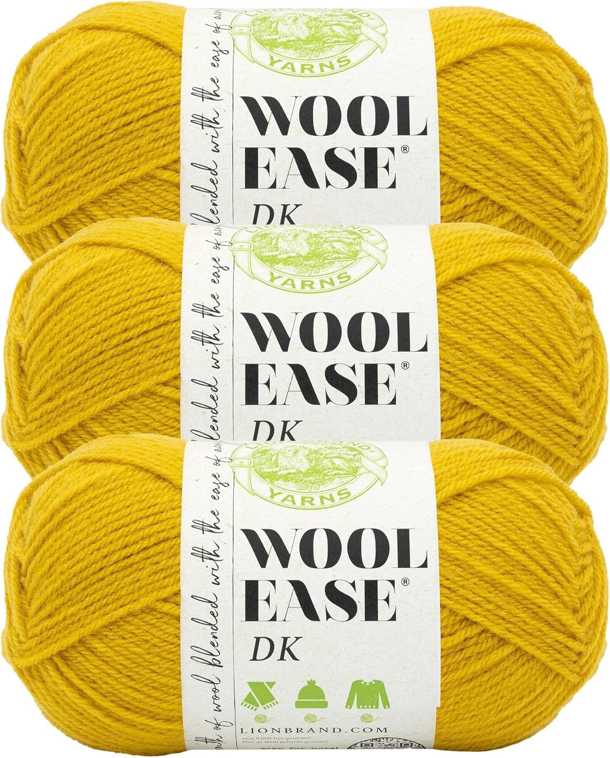 image:imageLion Brand Yarn Acrylic Wool Blend WoolEase DK Yarn for Knitting Crocheting and Crafts Cream 1 PackGoldenrod