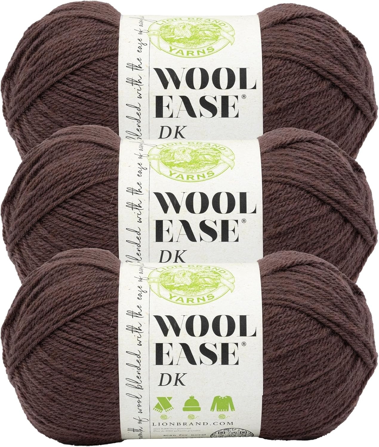 image:imageLion Brand Yarn Acrylic Wool Blend WoolEase DK Yarn for Knitting Crocheting and Crafts Cream 1 PackHickory