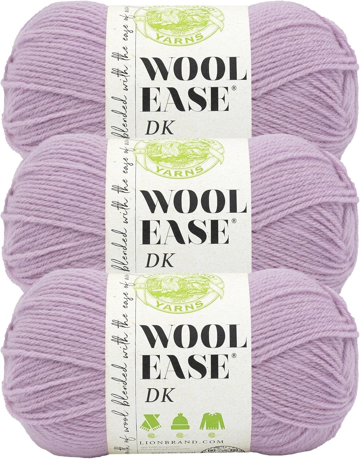 image:imageLion Brand Yarn Acrylic Wool Blend WoolEase DK Yarn for Knitting Crocheting and Crafts Cream 1 PackLavender