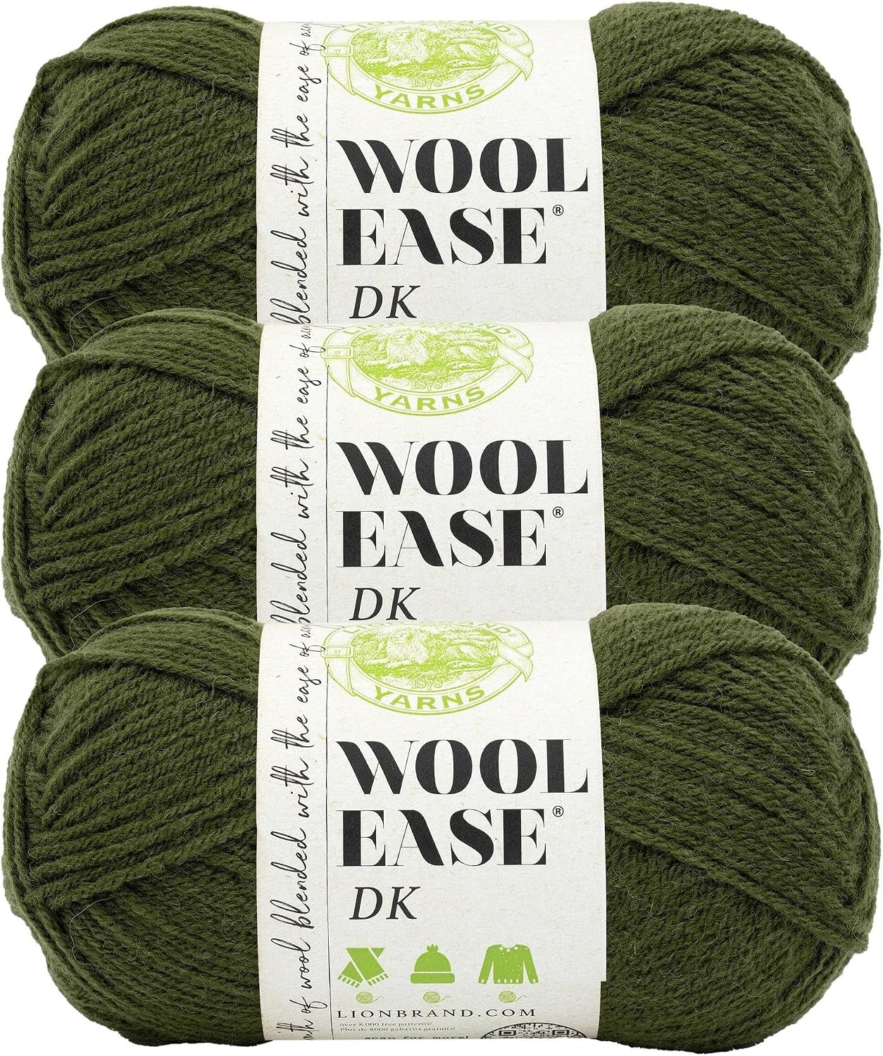 image:imageLion Brand Yarn Acrylic Wool Blend WoolEase DK Yarn for Knitting Crocheting and Crafts Cream 1 PackOlive
