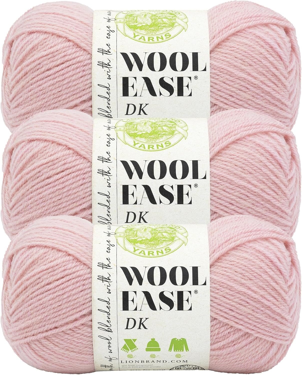 image:imageLion Brand Yarn Acrylic Wool Blend WoolEase DK Yarn for Knitting Crocheting and Crafts Cream 1 PackPink
