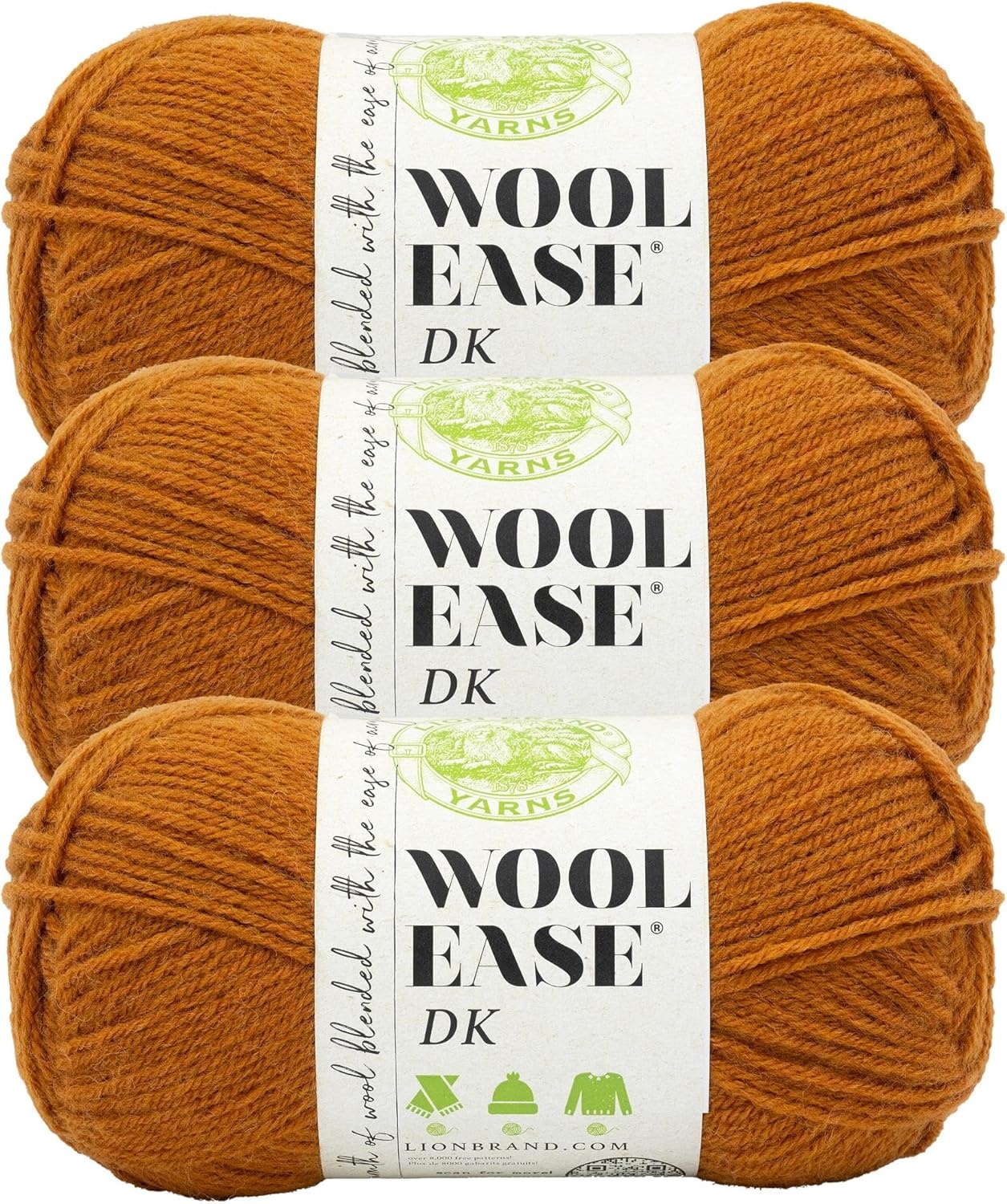image:imageLion Brand Yarn Acrylic Wool Blend WoolEase DK Yarn for Knitting Crocheting and Crafts Cream 1 PackPumpkin