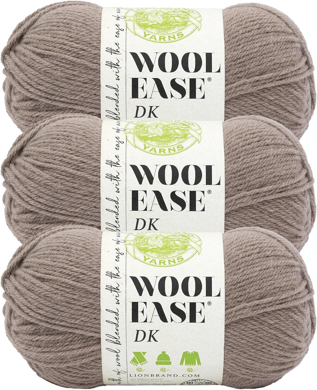 image:imageLion Brand Yarn Acrylic Wool Blend WoolEase DK Yarn for Knitting Crocheting and Crafts Cream 1 PackTaupe