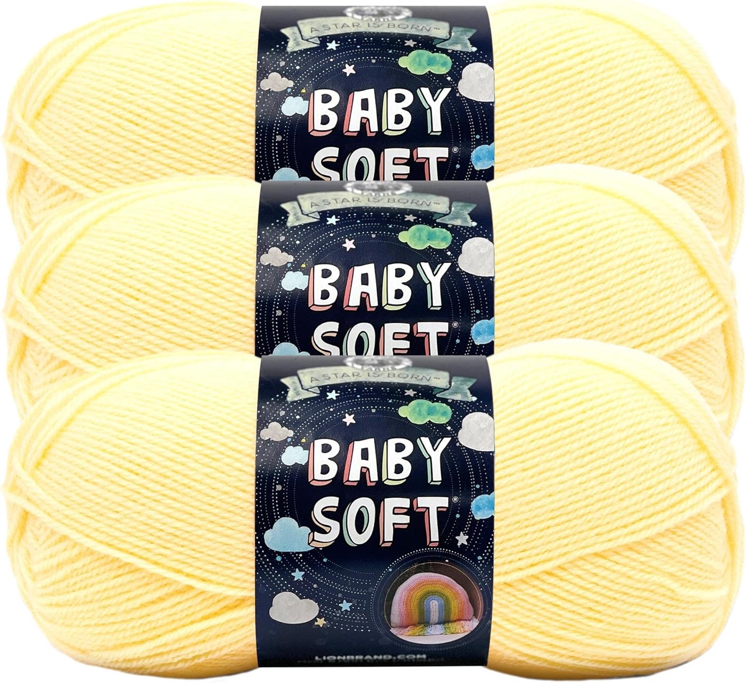 image:imageLion Brand Yarn Baby Soft Crochet Yarn Little Boy Blue Pastel 1 Pack Light DK Acyrlic Nylon Blend Fiber for Soft Baby Blankets Knit Garments Crochet Hats Machine Washable YarnLemonade