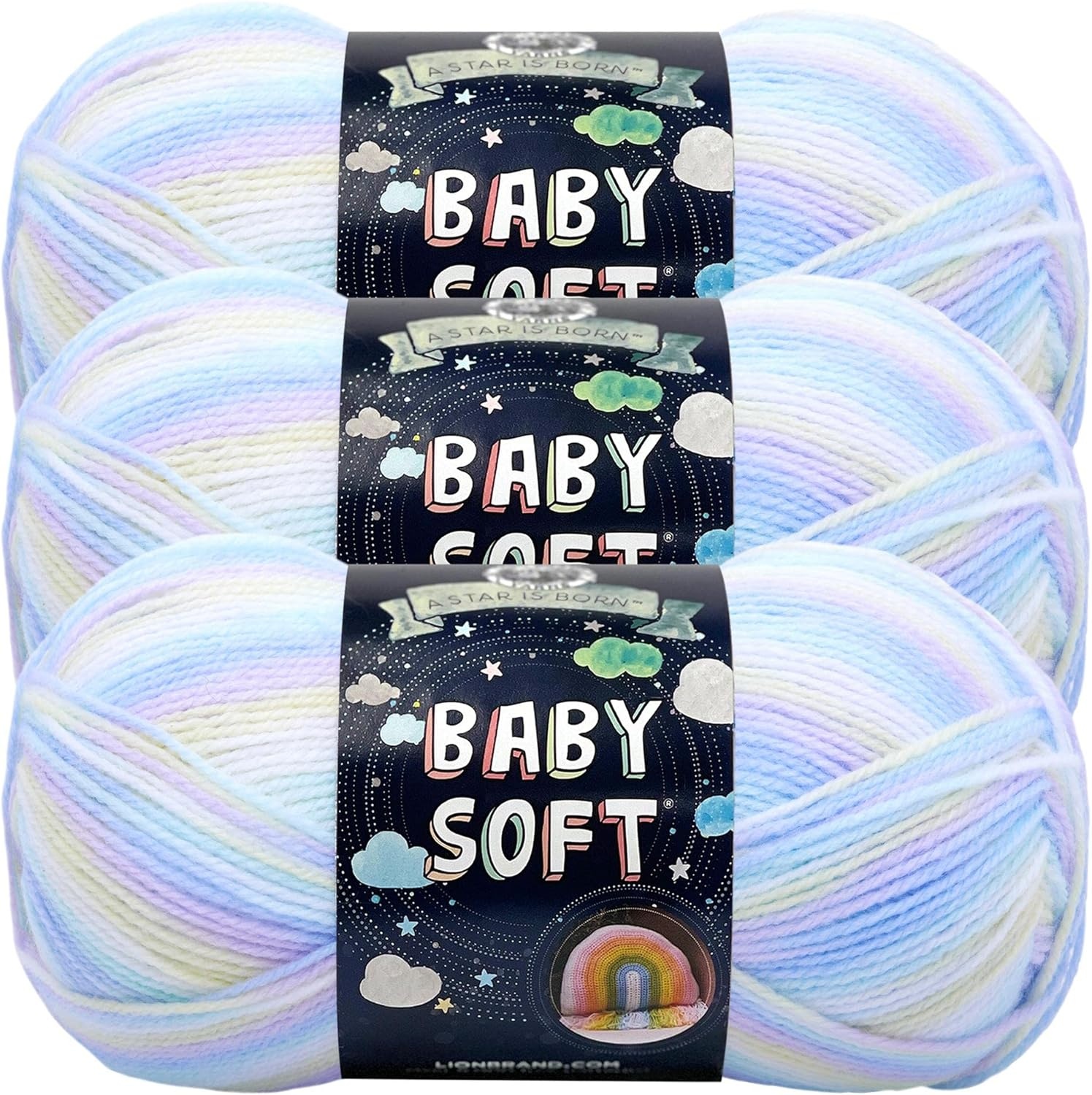 image:imageLion Brand Yarn Baby Soft Crochet Yarn Petal Pastel Pink 1 Pack Light DK Acyrlic Nylon Blend Fiber for Soft Baby Blankets Knit Garments Crochet Hats Machine Washable YarnPastel Print