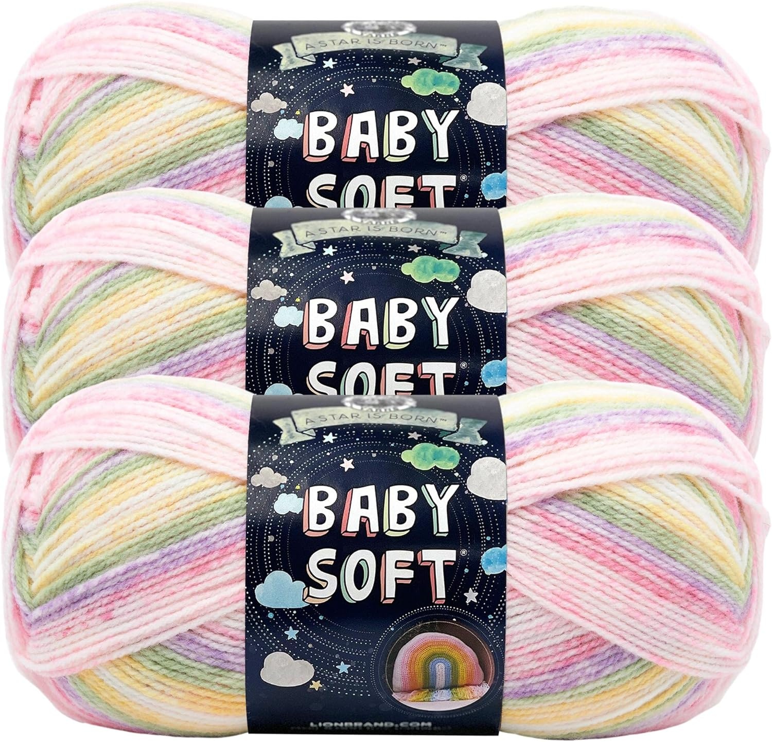image:imageLion Brand Yarn Baby Soft Crochet Yarn White Pompadour Shiny 1 Pack Light DK Acyrlic Nylon Blend Fiber for Soft Baby Blankets Knit Garments Crochet Hats Machine Washable YarnCircus Print