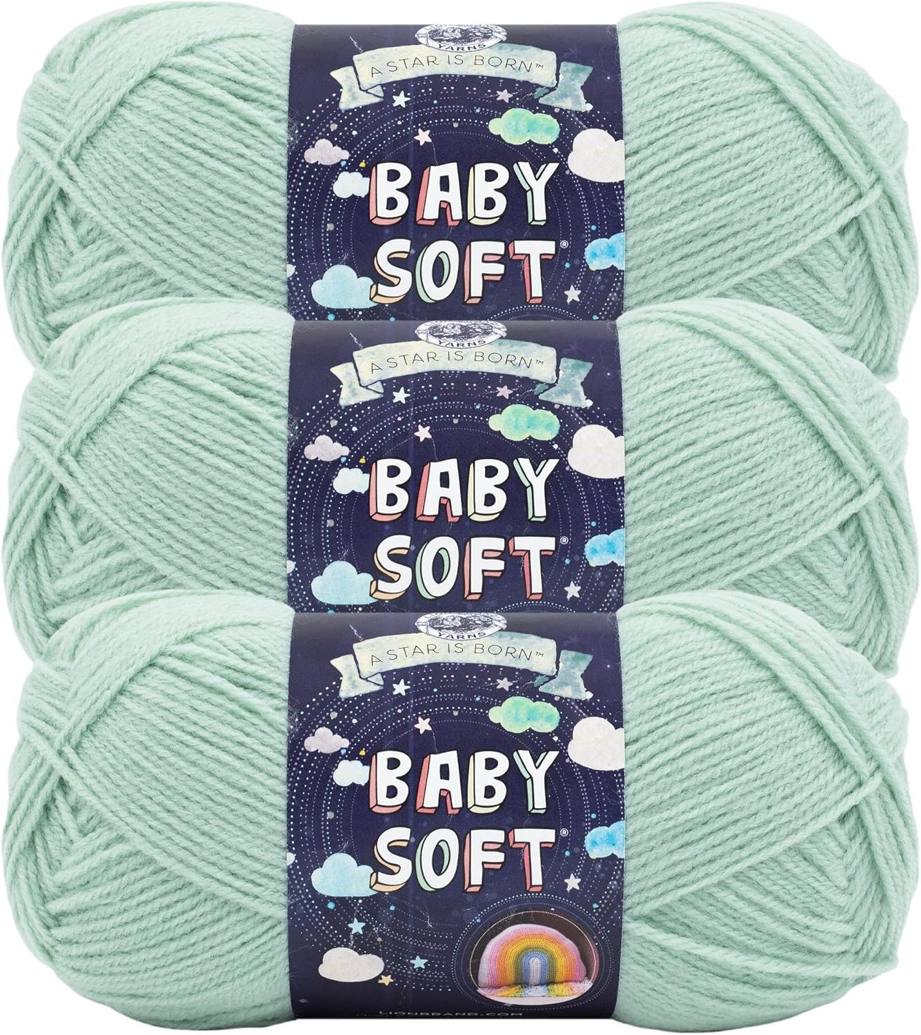 image:imageLion Brand Yarn Baby Soft Crochet Yarn White Pompadour Shiny 1 Pack Light DK Acyrlic Nylon Blend Fiber for Soft Baby Blankets Knit Garments Crochet Hats Machine Washable YarnDusty Green