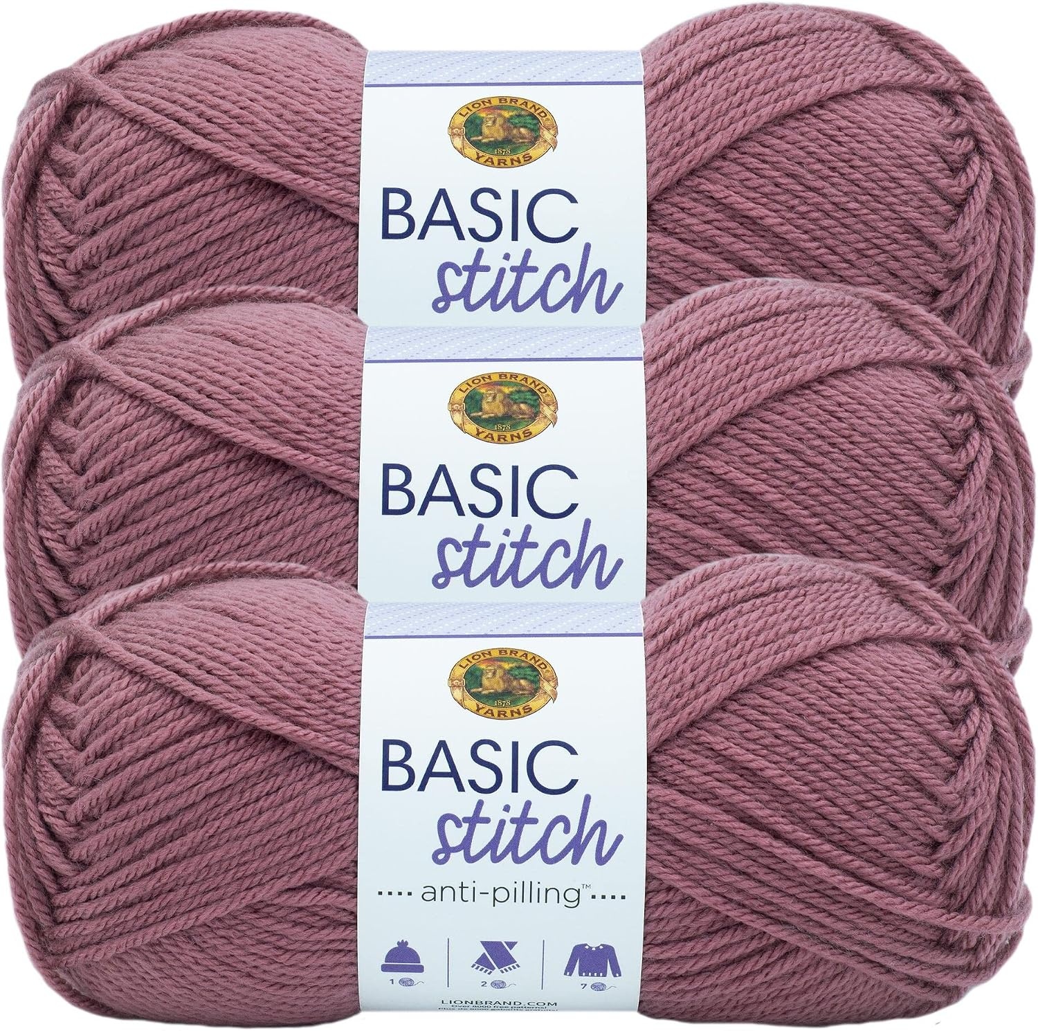 image:imageLion Brand Yarn Basic Stitch AntiPilling Knitting Yarn Yarn for Crocheting 1Pack Critter CrazeDeco Rose