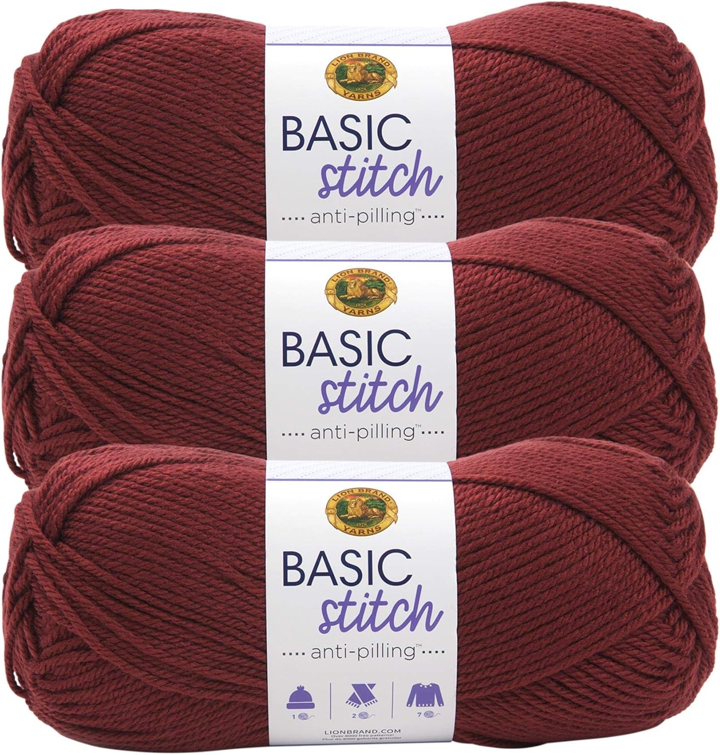image:imageLion Brand Yarn Basic Stitch AntiPilling Knitting Yarn Yarn for Crocheting 1Pack Critter CrazePomegranate