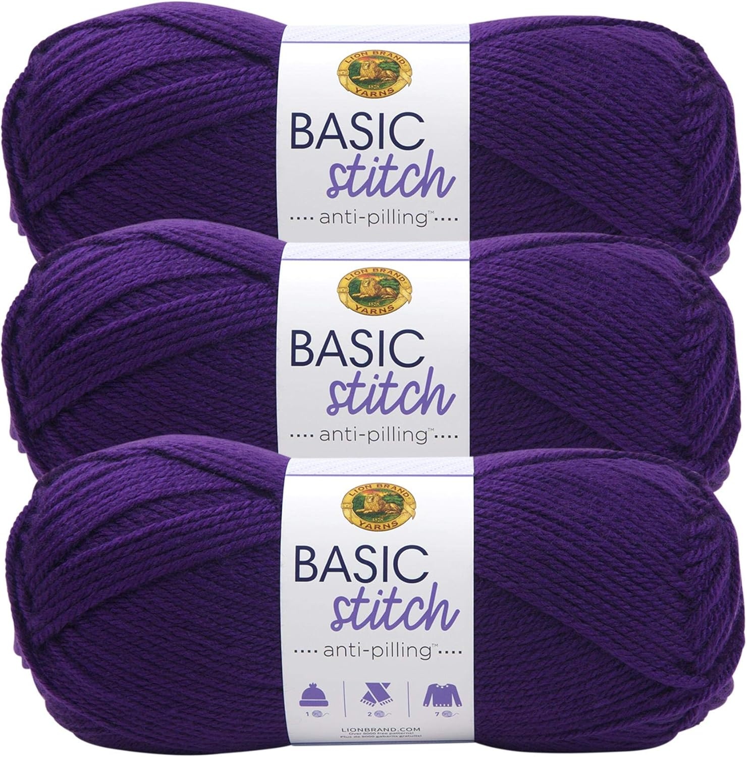 image:imageLion Brand Yarn Basic Stitch AntiPilling Knitting Yarn Yarn for Crocheting 1Pack Critter CrazePurple