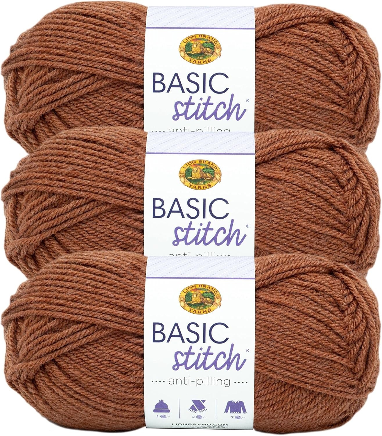 image:imageLion Brand Yarn Basic Stitch AntiPilling Knitting Yarn Yarn for Crocheting 1Pack Critter CrazeRusset Heather