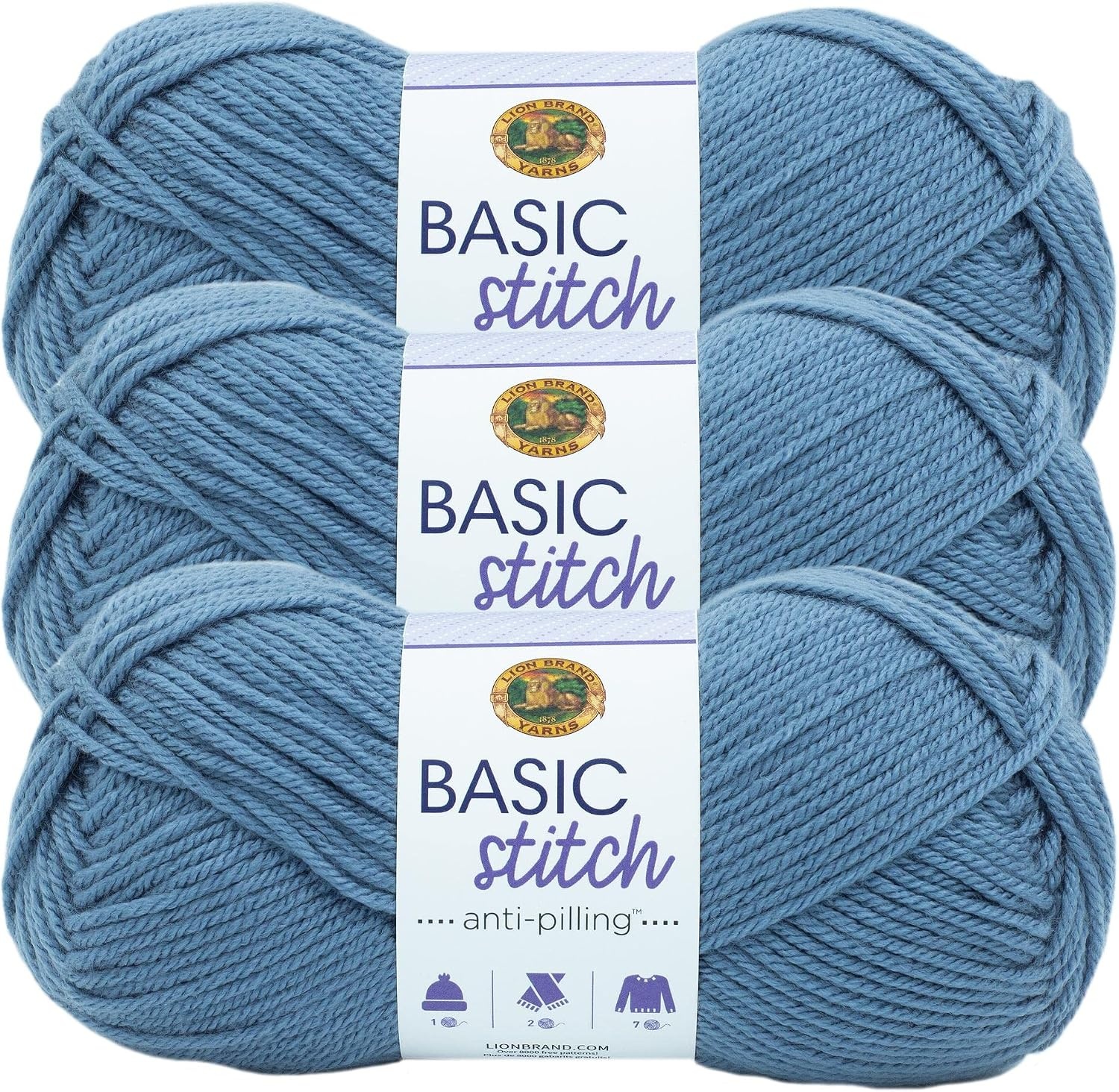 image:imageLion Brand Yarn Basic Stitch AntiPilling Knitting Yarn Yarn for Crocheting 1Pack Critter CrazeStonewash