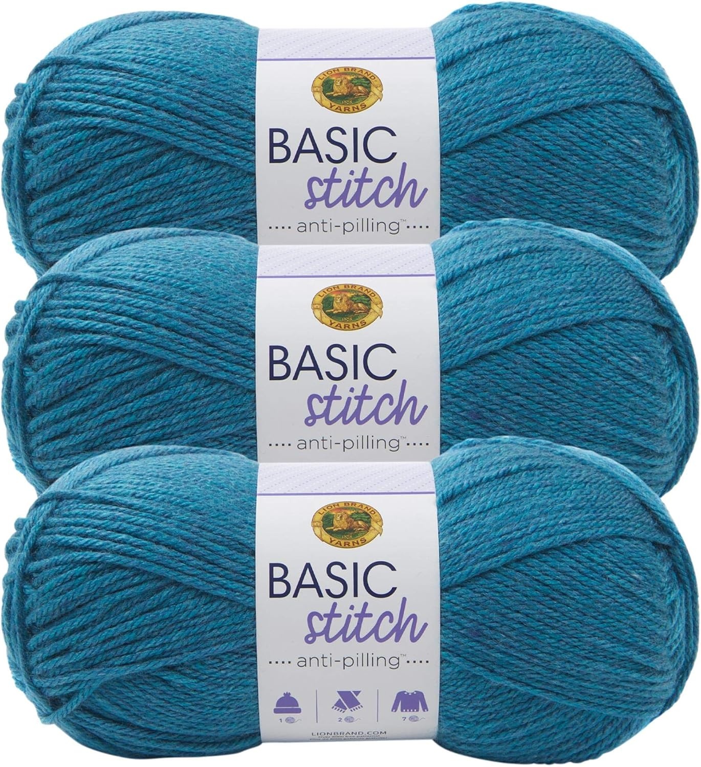 image:imageLion Brand Yarn Basic Stitch AntiPilling Knitting Yarn Yarn for Crocheting 1Pack Critter CrazeTurquoise Heather