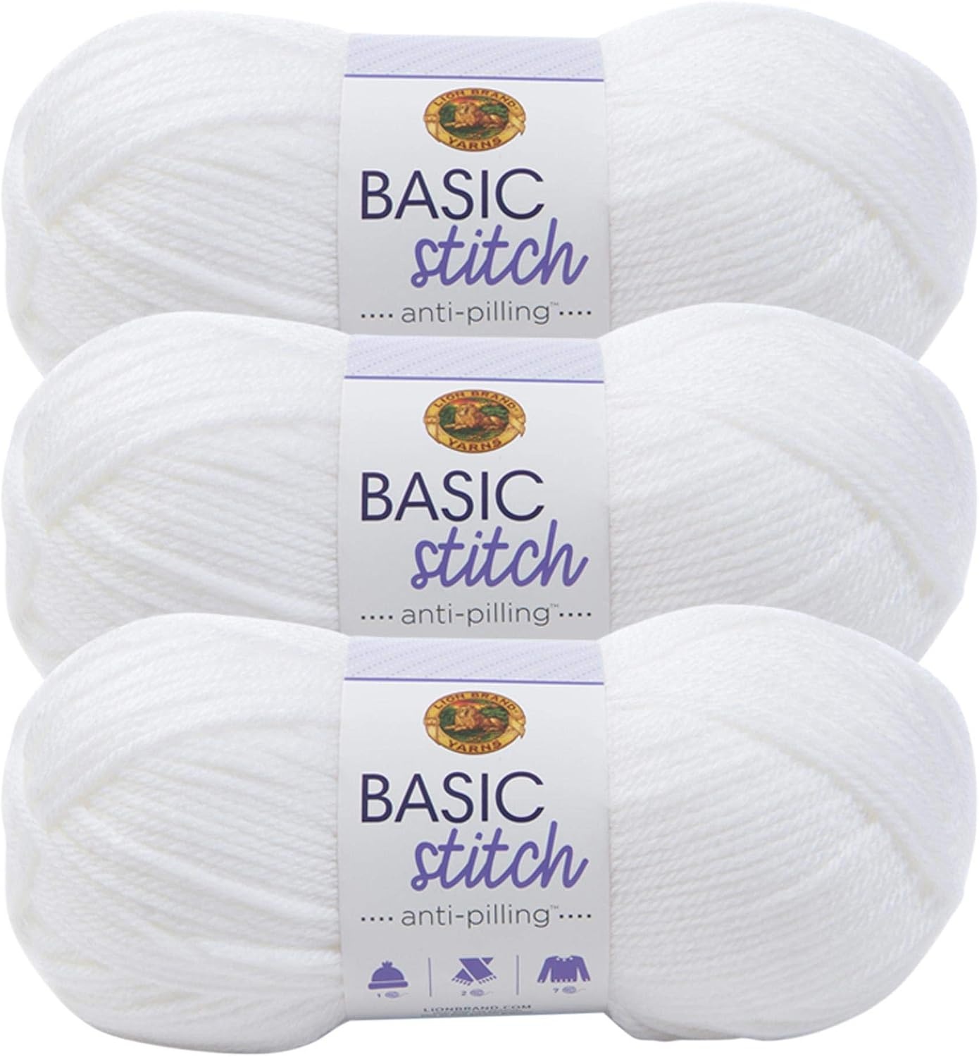 image:imageLion Brand Yarn Basic Stitch AntiPilling Knitting Yarn Yarn for Crocheting 1Pack Critter CrazeWhite